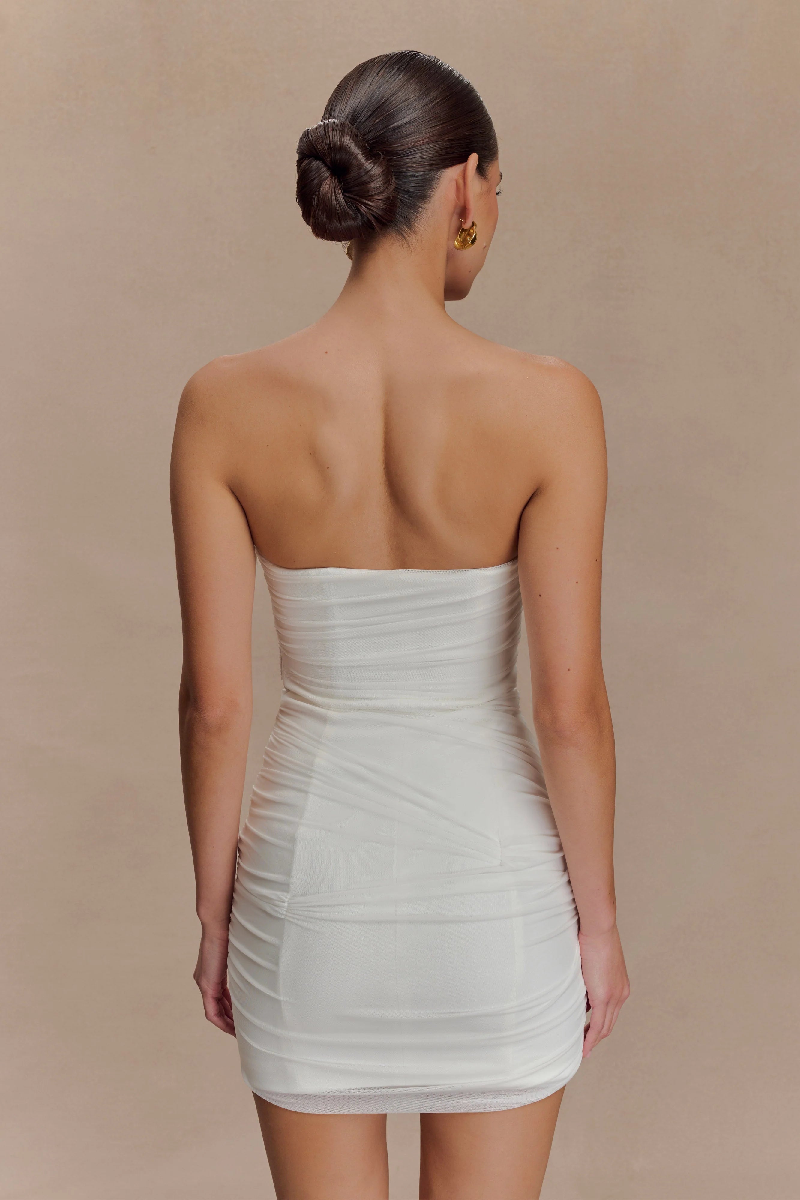 ER Jianna Strapless Mesh Mini Dress - White