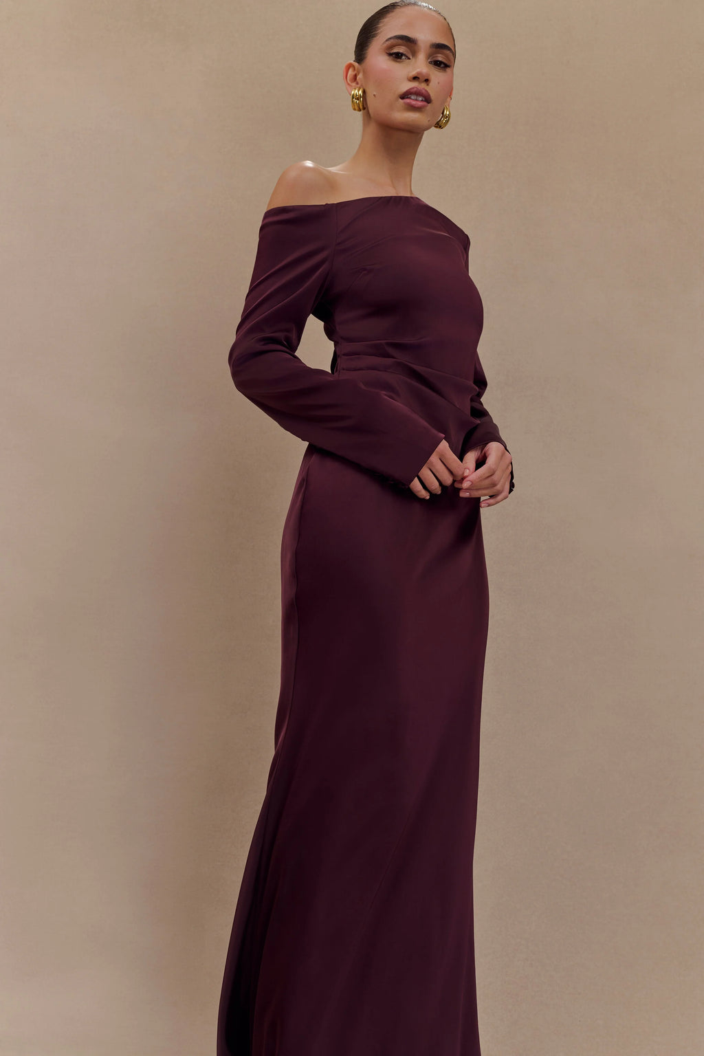 ER Avery Long Sleeve Maxi Dress - Plum