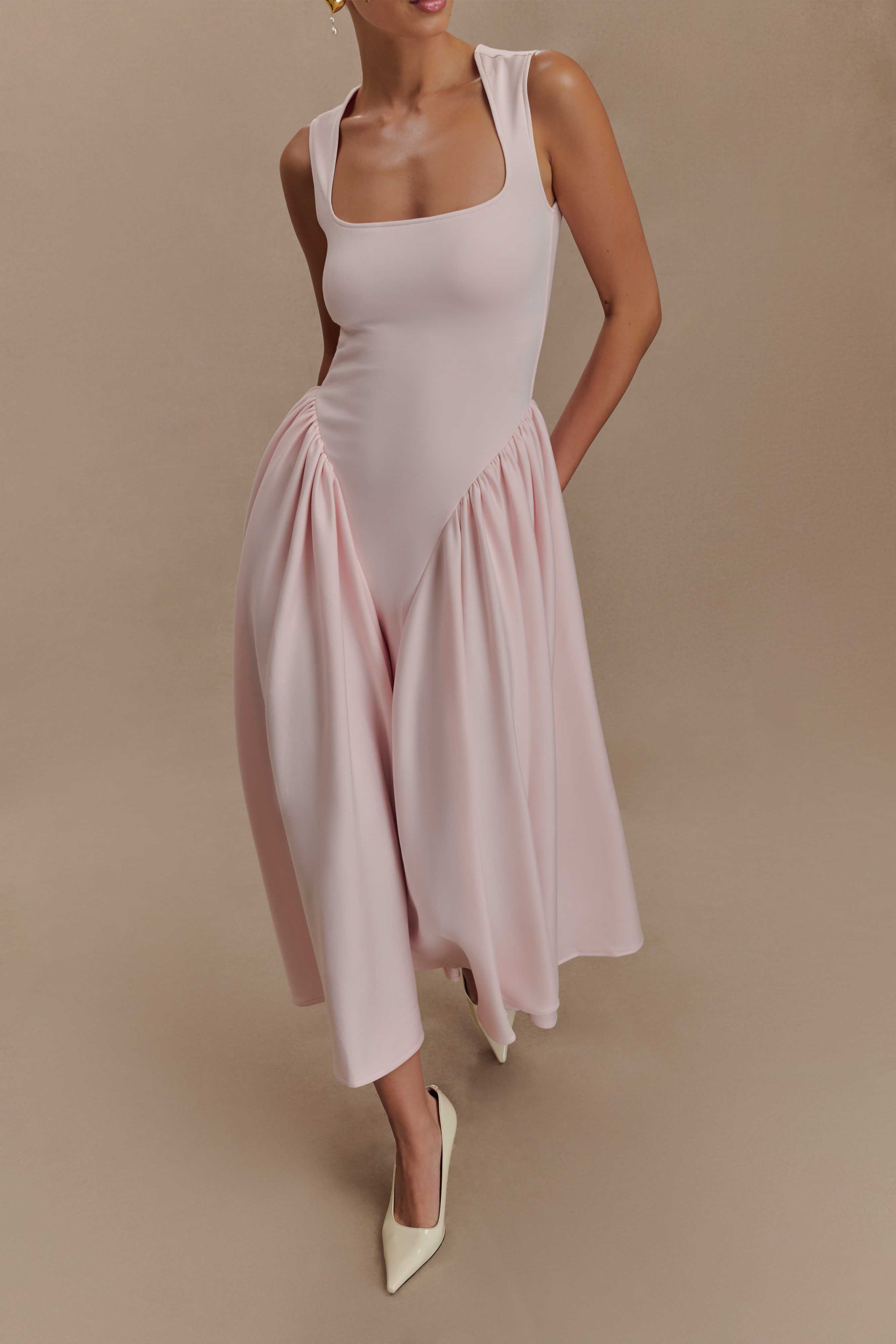 ER Sharon Scuba Jersey Midi Dress - Ballet Pink