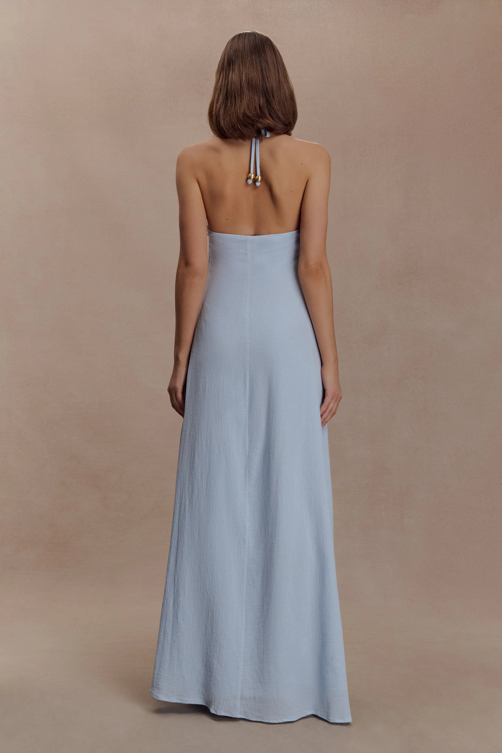 ER Abeda Cotton Maxi Dress With Hardware - Pale Blue
