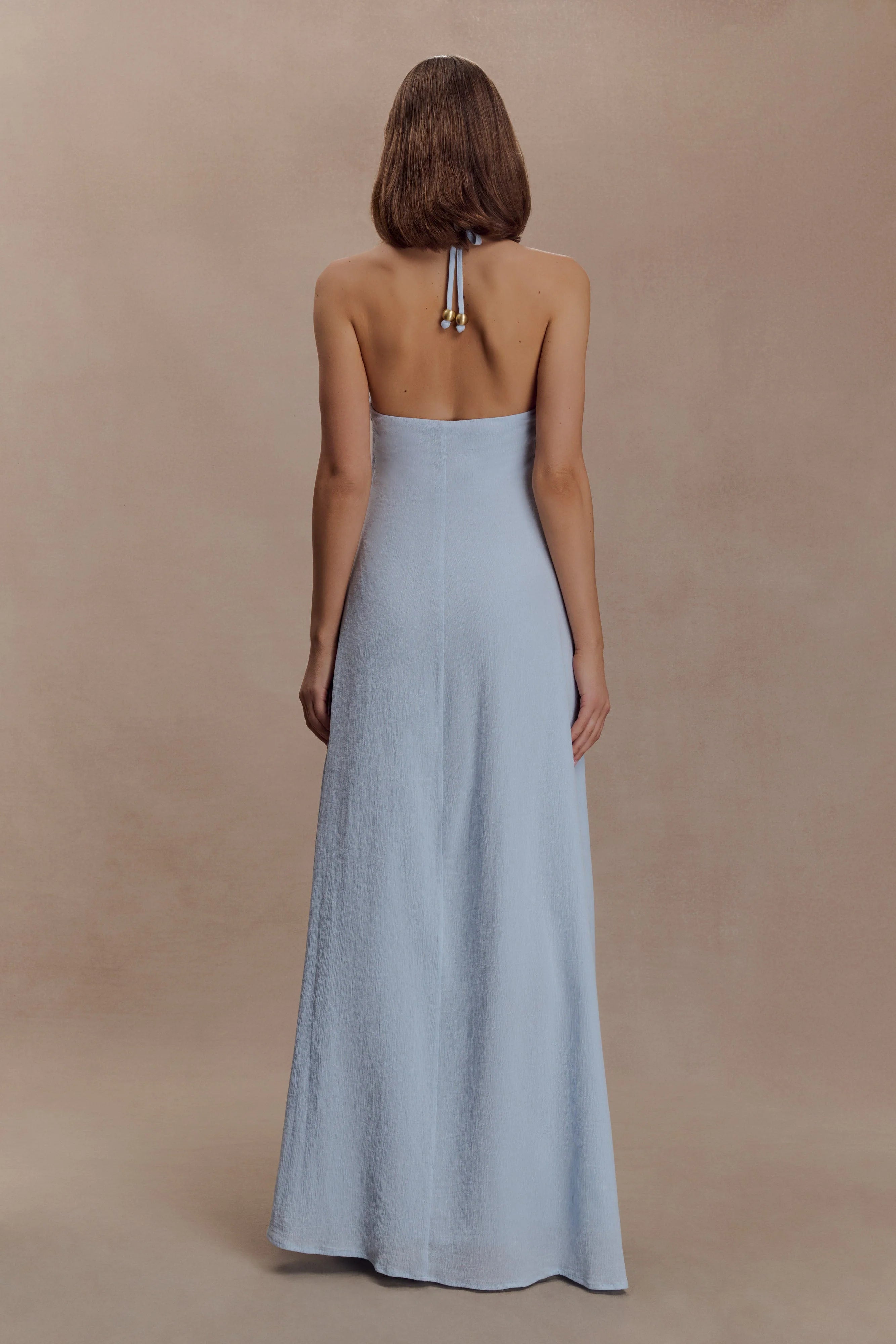 ER Abeda Cotton Maxi Dress With Hardware - Pale Blue