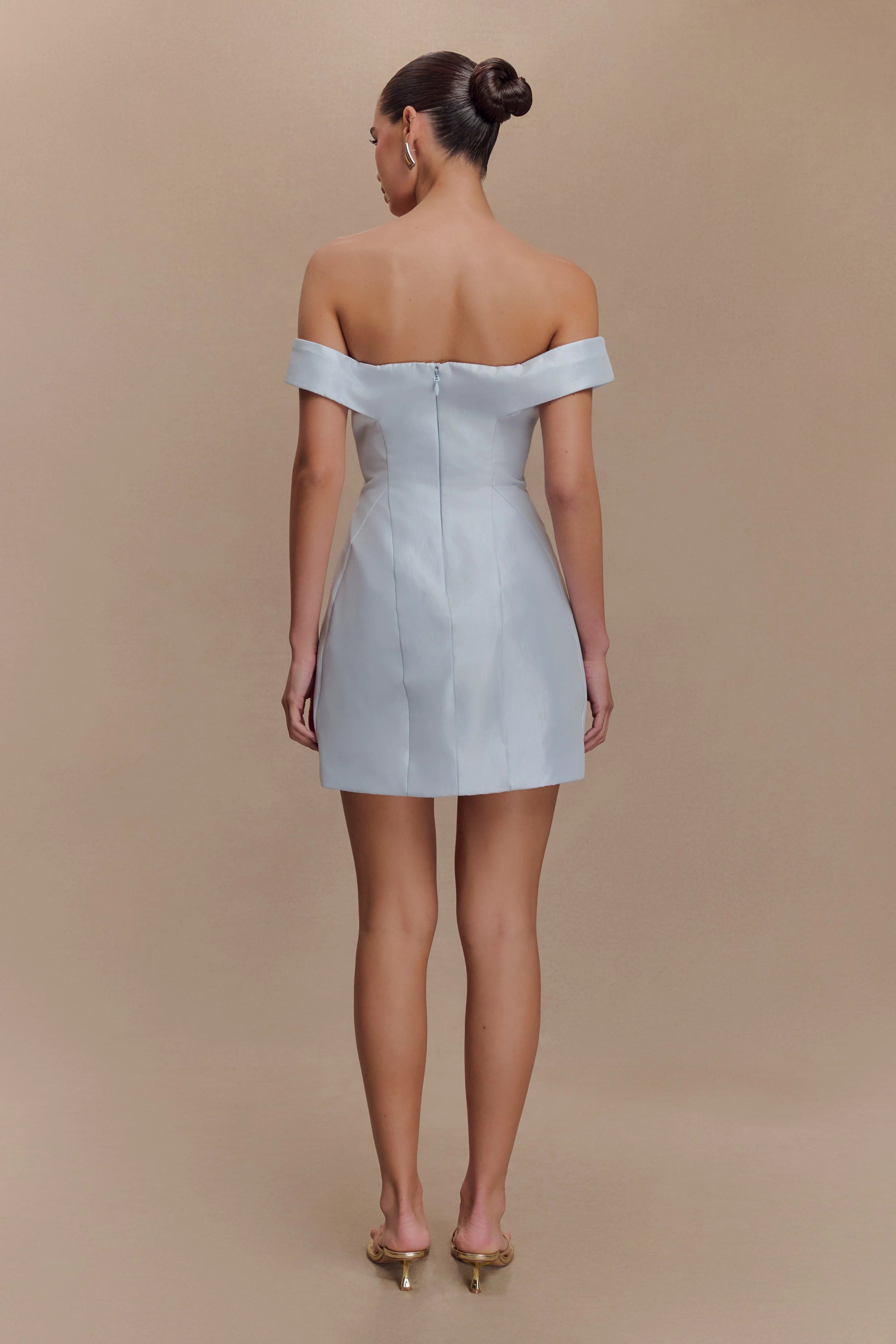 ER Diana Off Shoulders Mini Dress - Powder Baby Blue