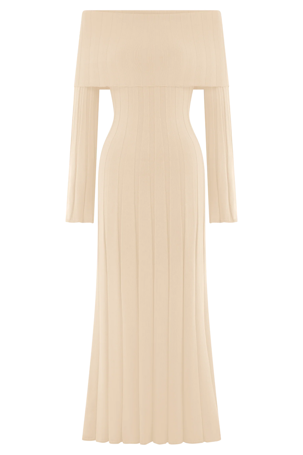ER Alonza Long Sleeve Knit Midi Dress - Cream
