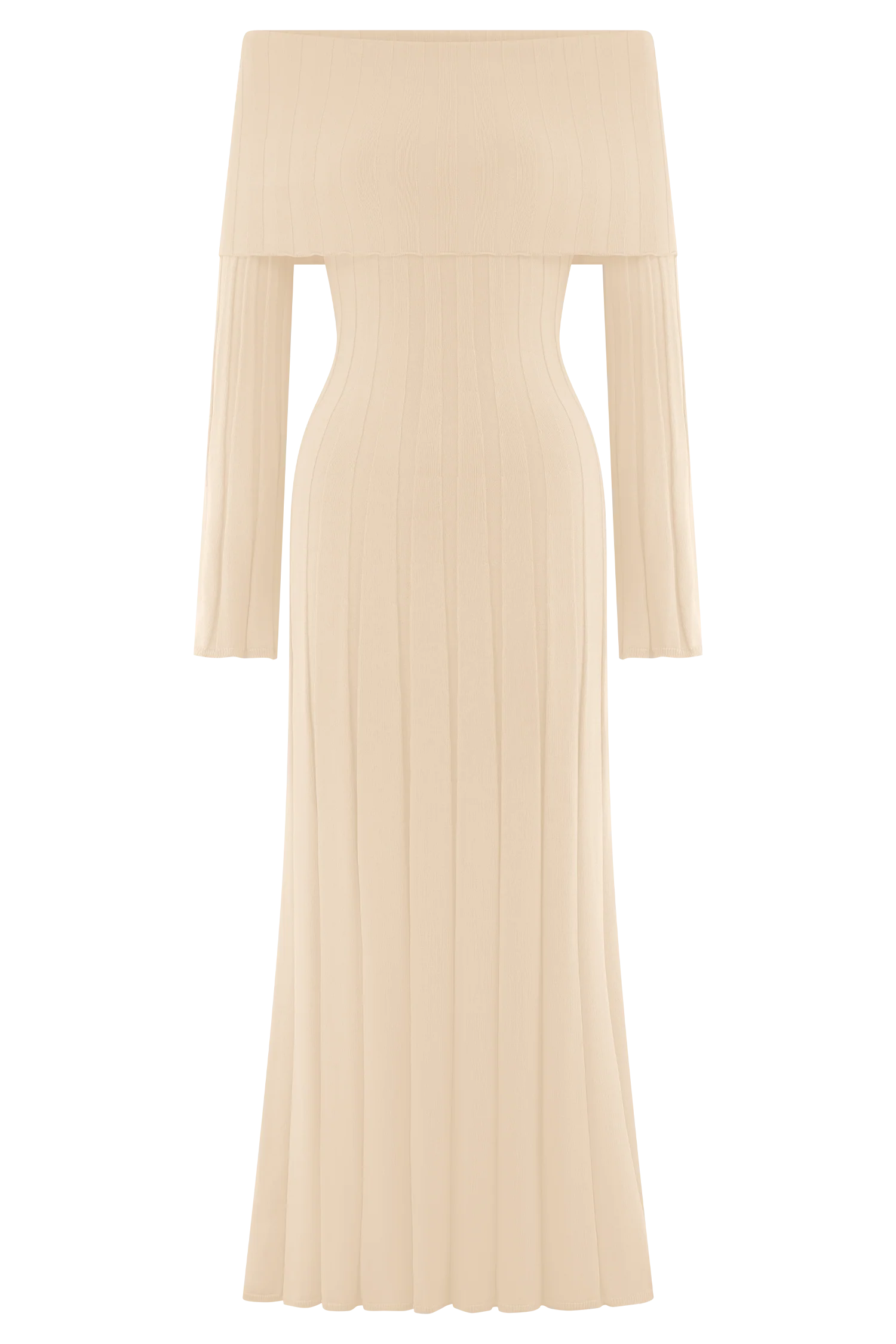 ER Alonza Long Sleeve Knit Midi Dress - Cream
