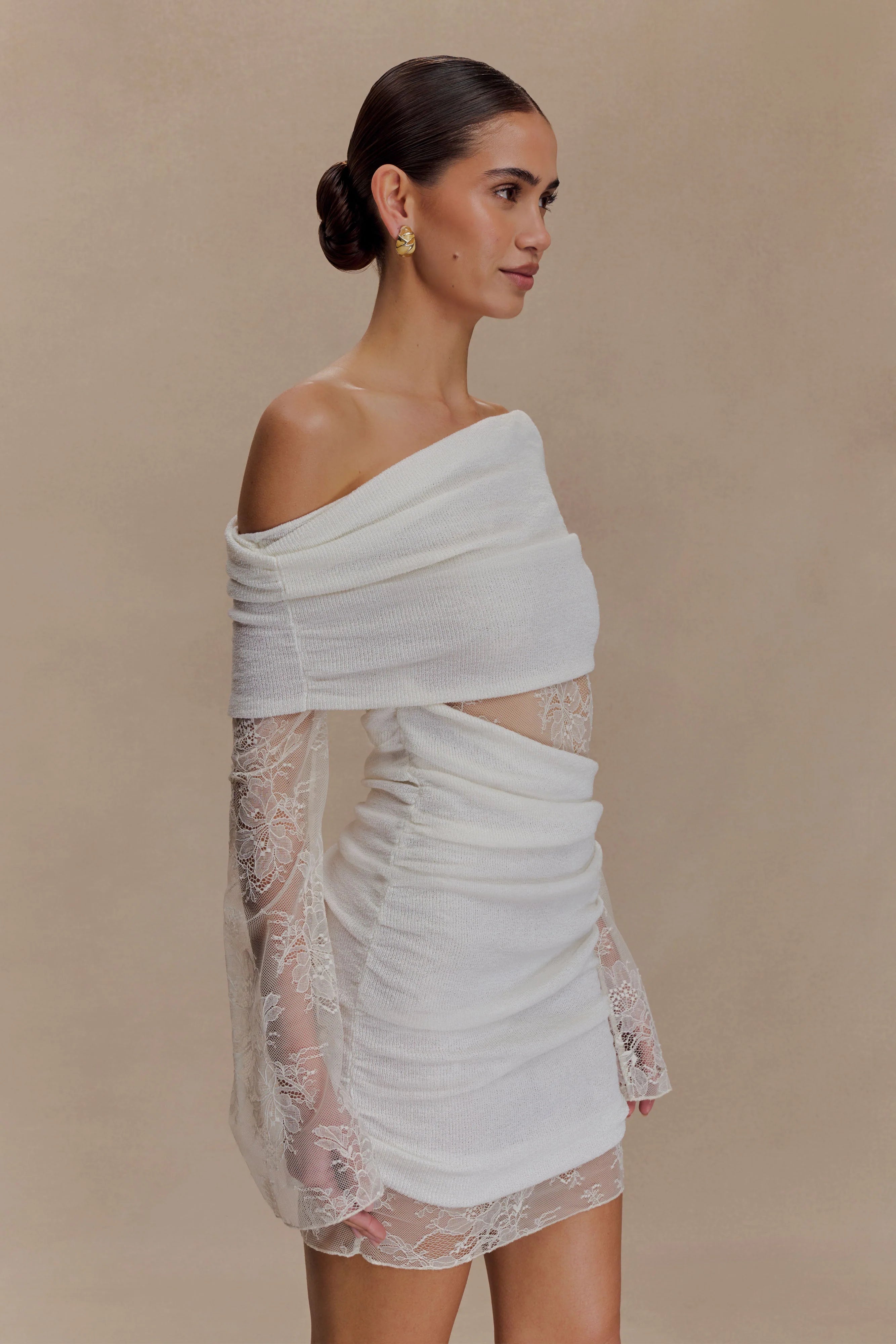 ER Luxie Lace Knit Mini Dress - Ivory