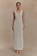 ER Ari Tape Yarn Knit Maxi Dress - White