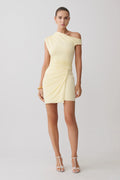 ER Alyn Off Shoulder Draped Mini Dress - Lemon