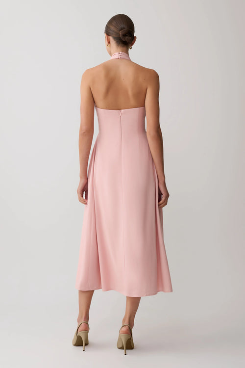 ER Rosie Linen Halter Midi Dress - Pink