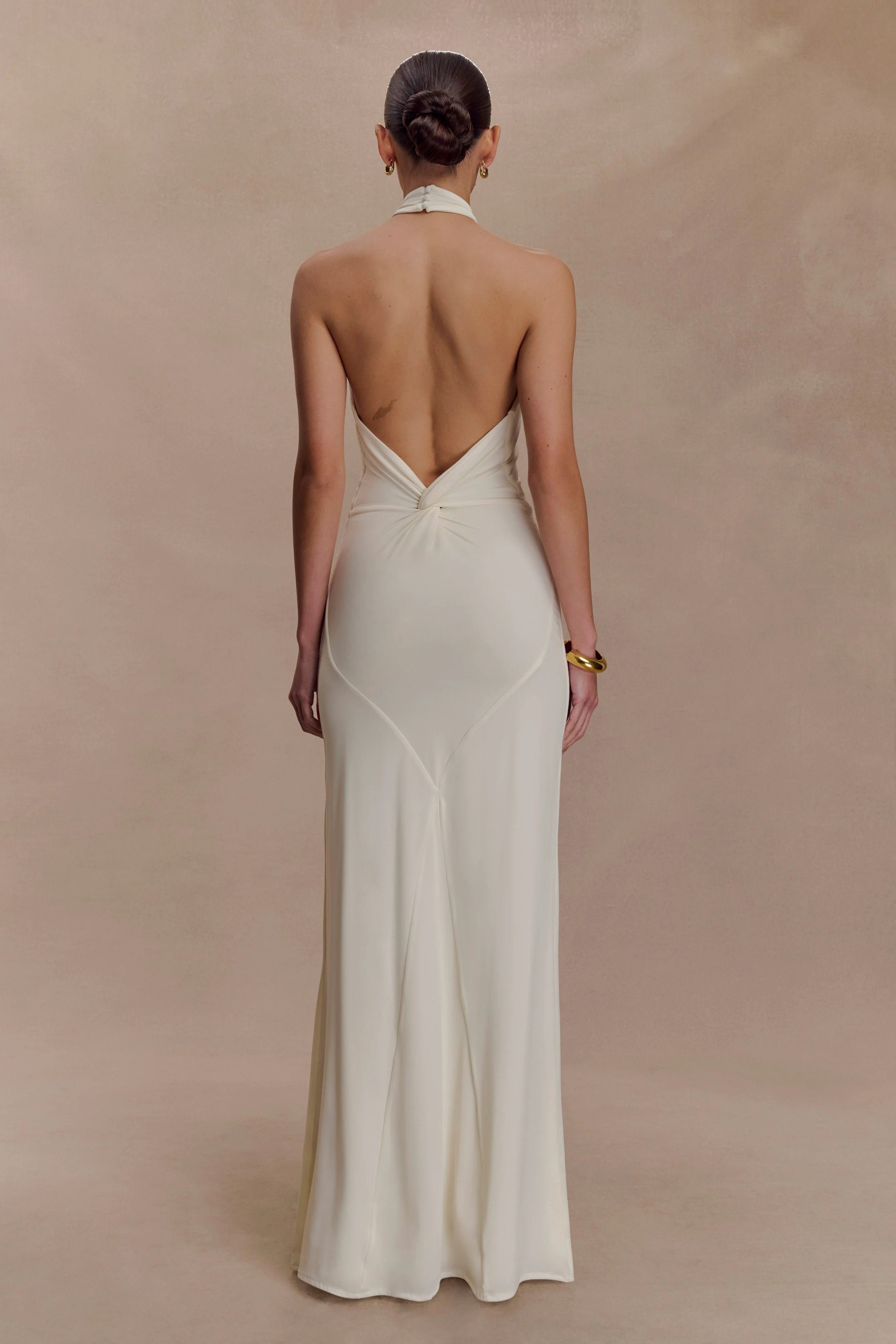 ER Elyna Slinky Halter Maxi Dress - Ivory