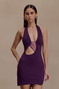 ER Aubree Crepe And Mesh Mini Dress - Purple
