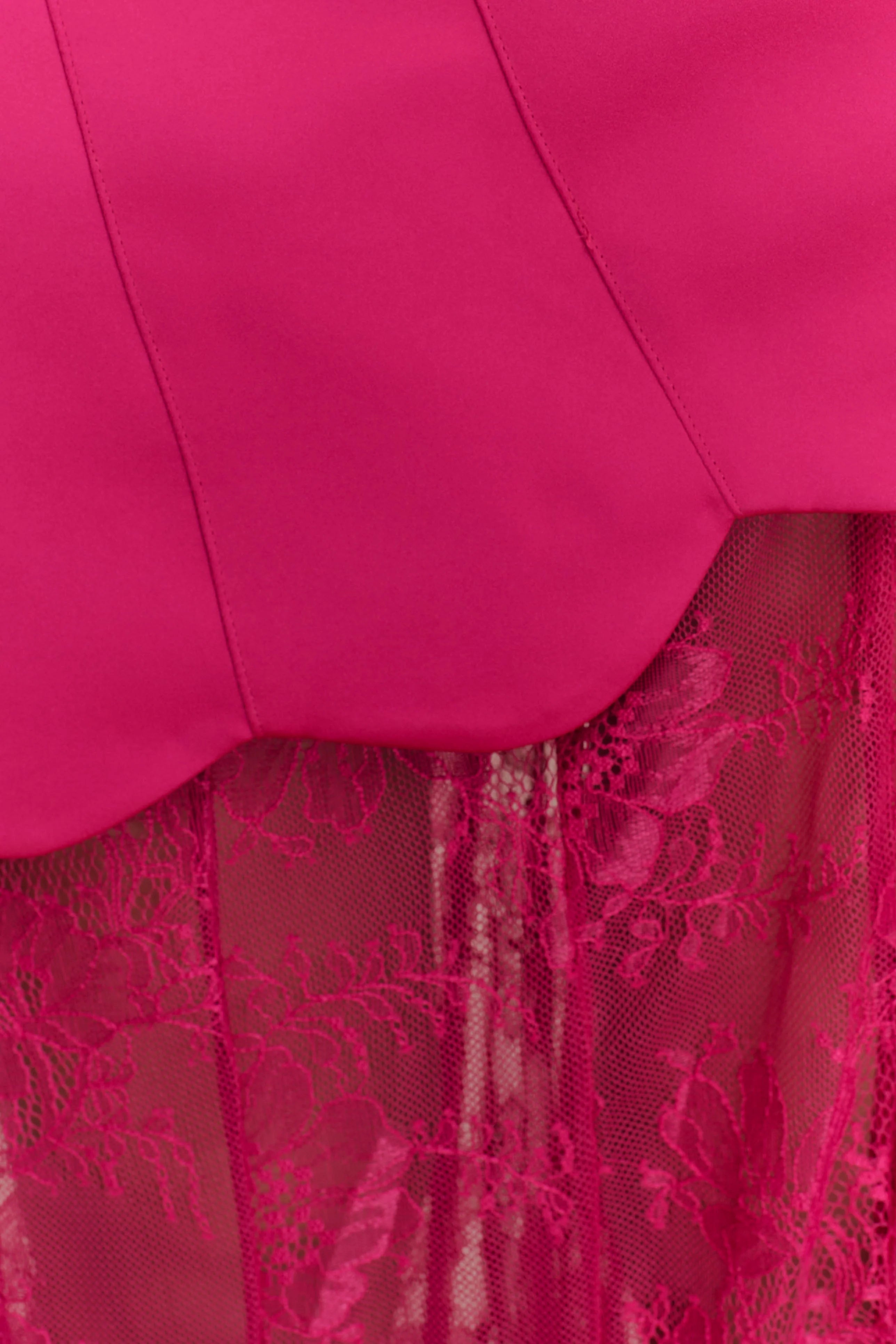 ER Aleena Satin And Lace Maxi Dress - Dragonfruit