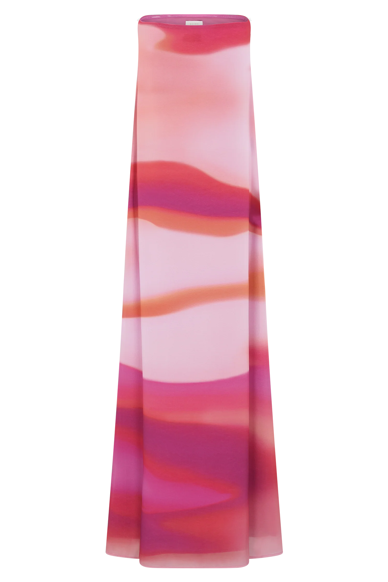 ER Amaya Strapless Chiffon Maxi Dress - Pink Sunset Print