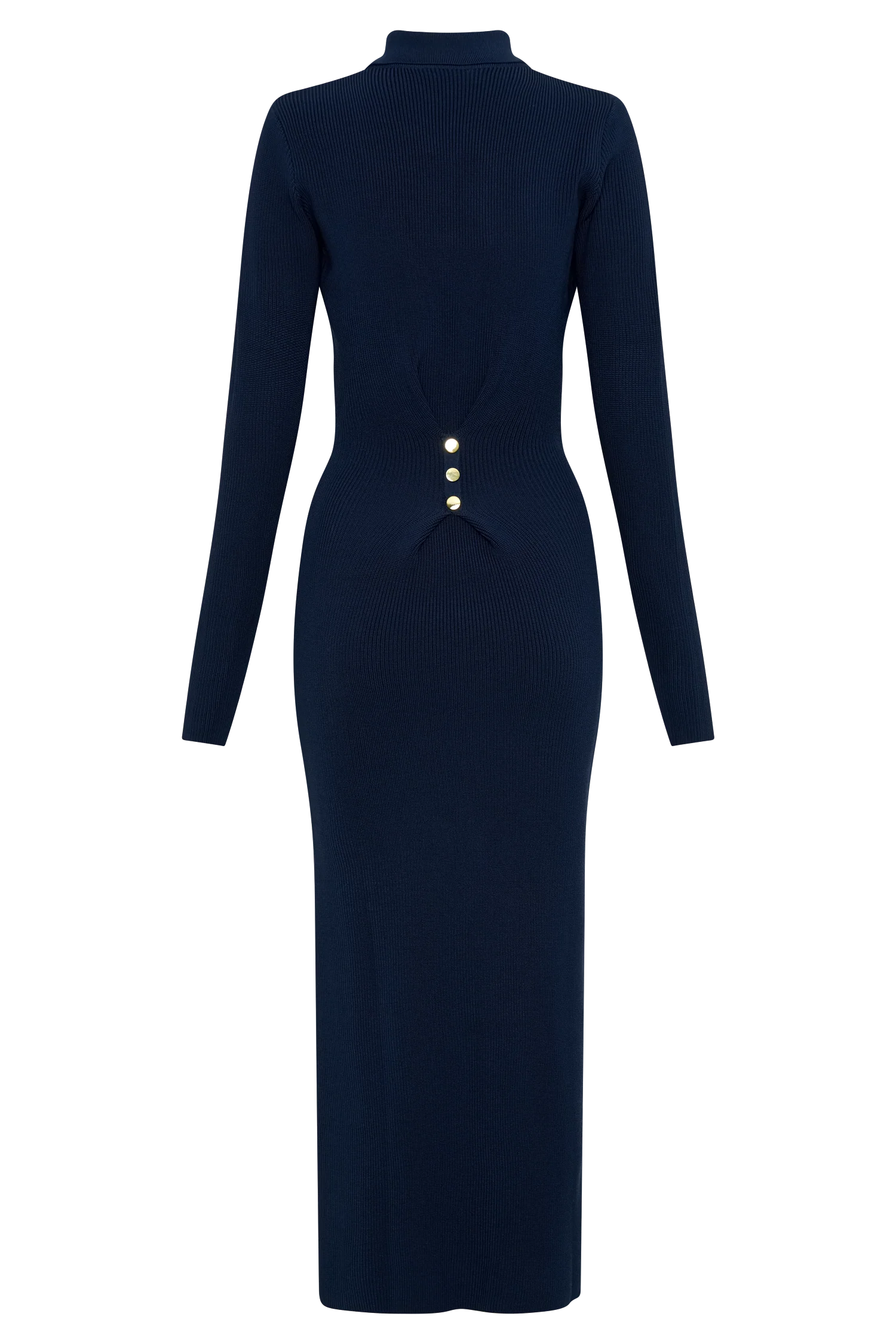 ER Abbey Buttoned Knit Midi Dress - Navy