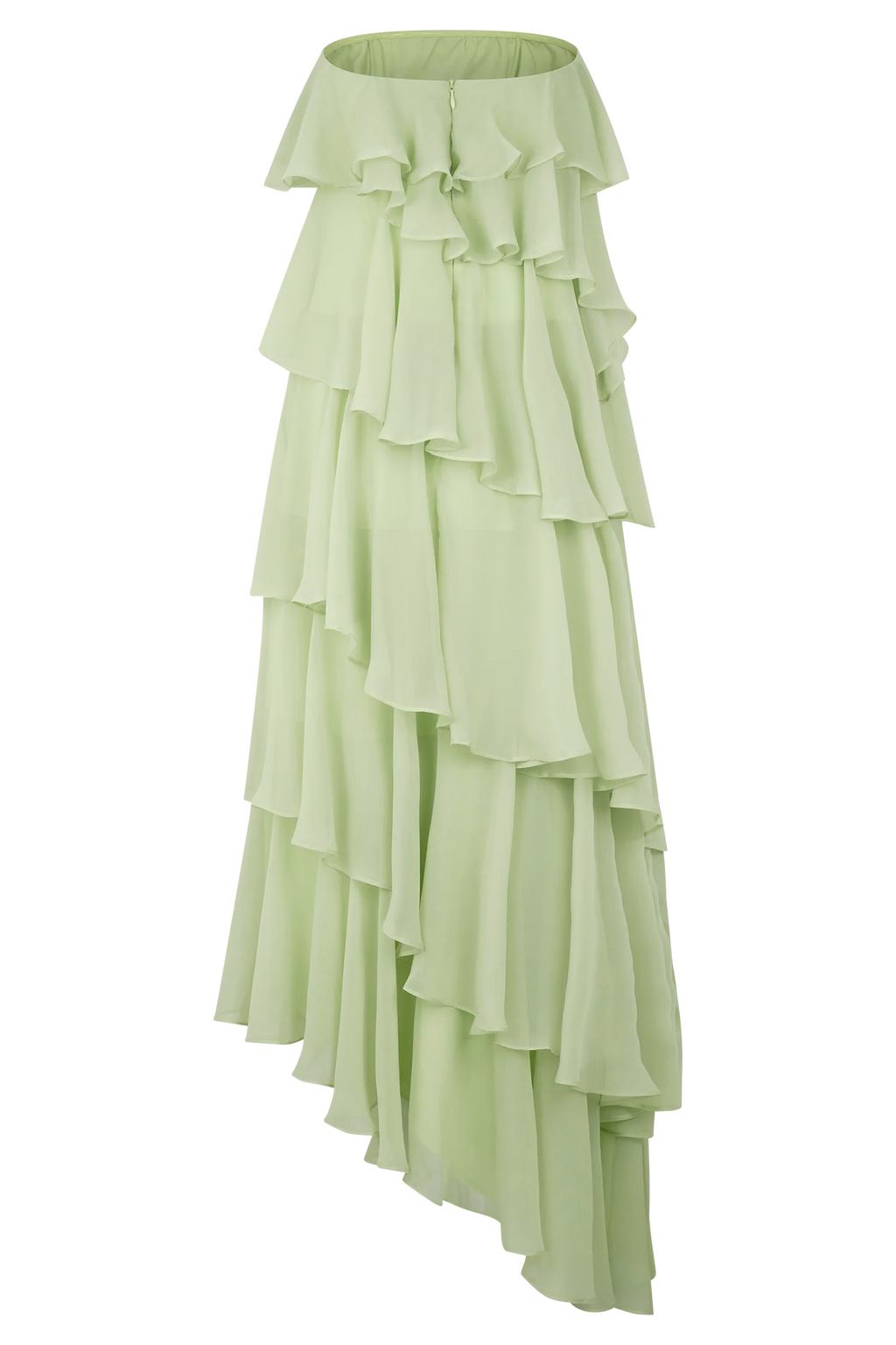 ER Alexa Ruffle Chiffon Maxi Dress - Pastel Lime
