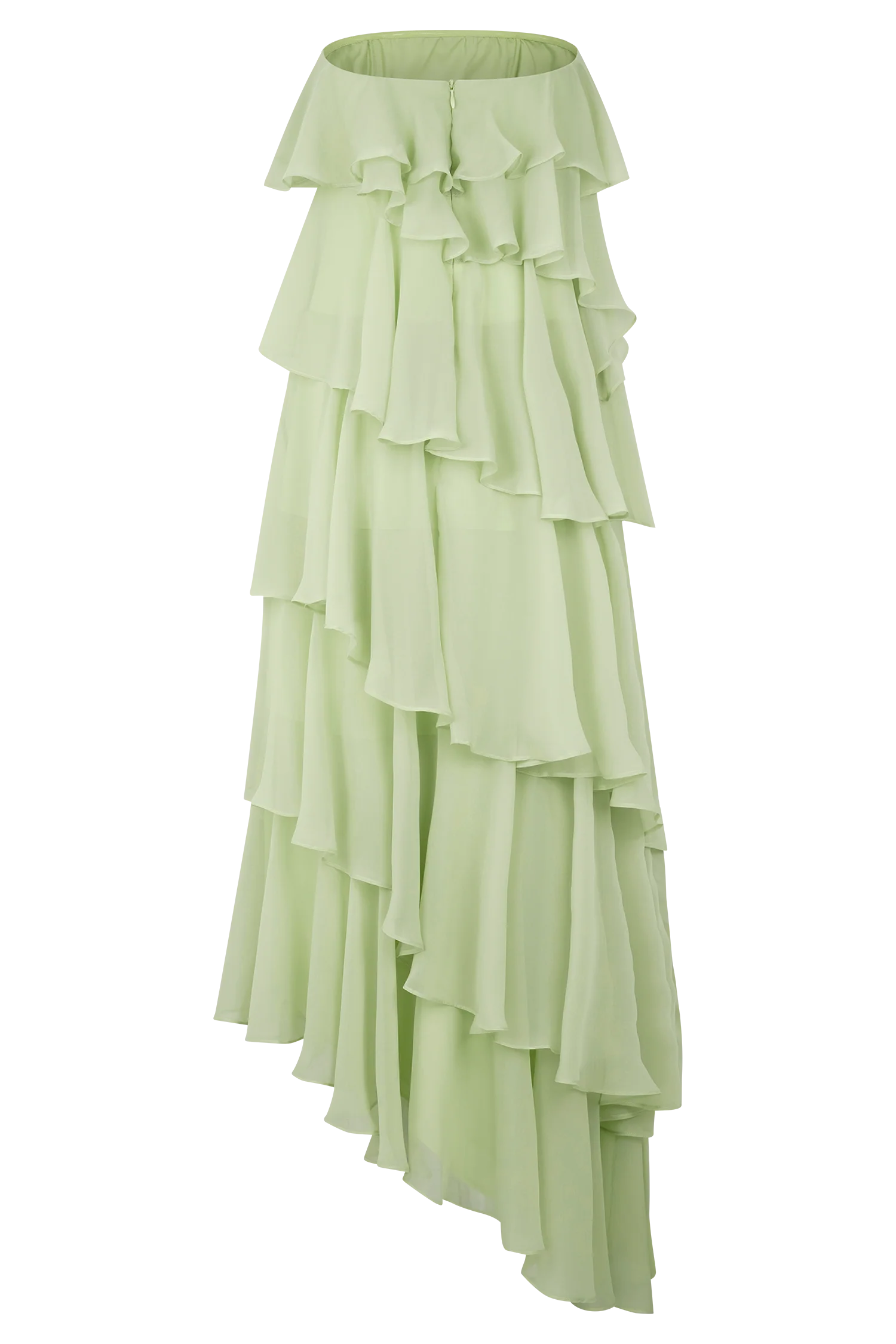ER Alexa Ruffle Chiffon Maxi Dress - Pastel Lime