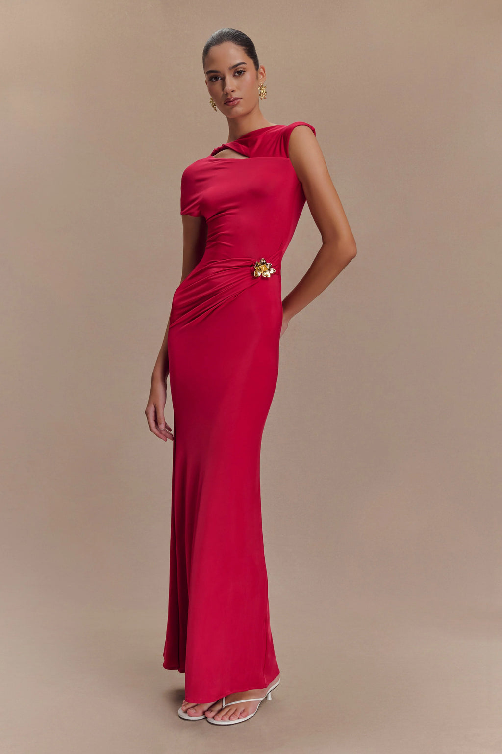 ER Kaida Slinky Maxi Dress With Hardware - Fuchsia Pink