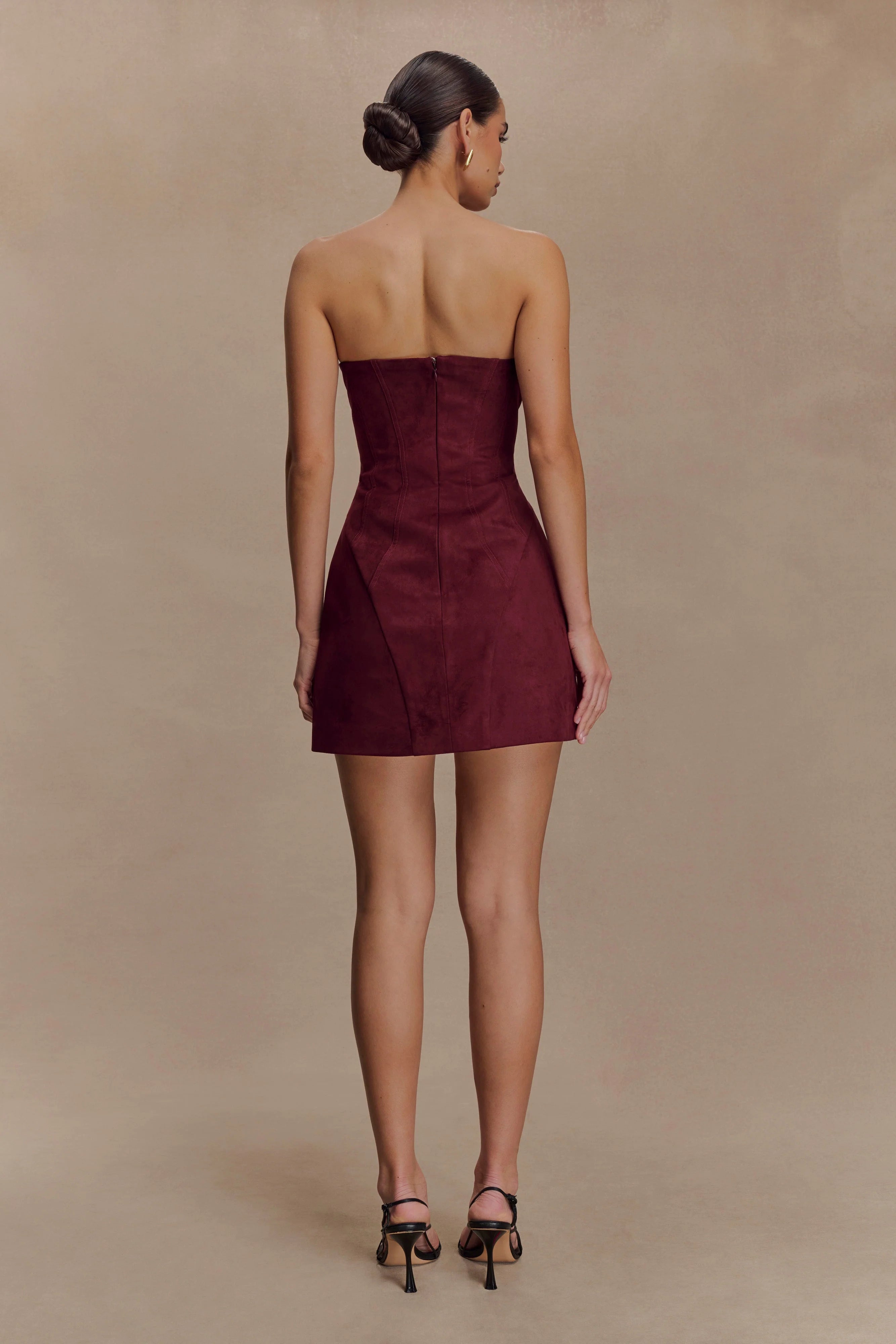 ER Andy Faux Suede Mini Dress - Wine