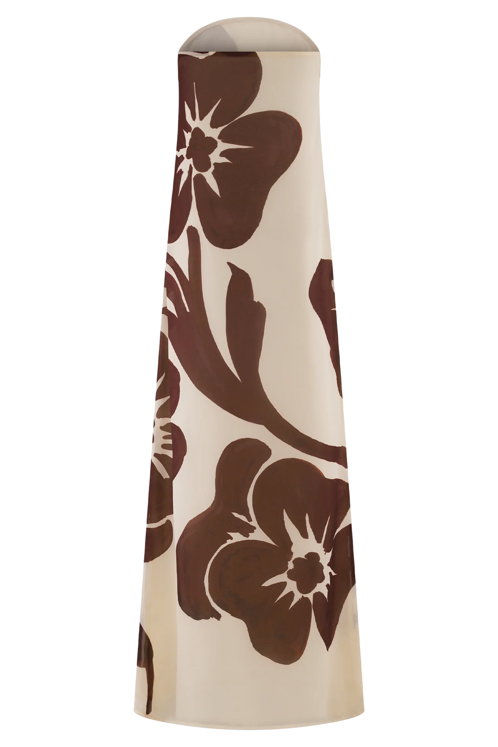 ER Amaya Strapless Chiffon Maxi Dress - Brown Deco Fleur Print