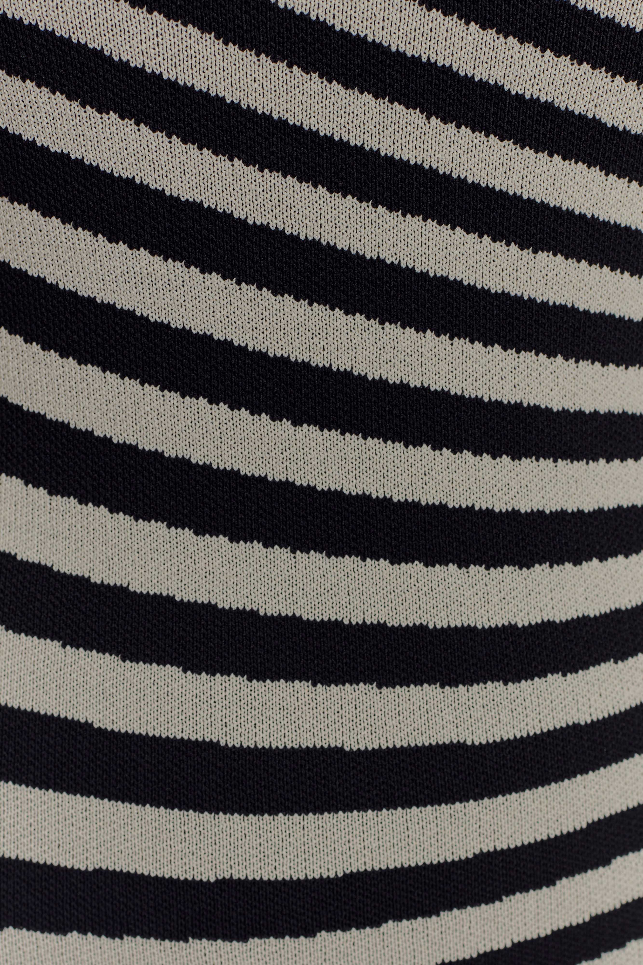 ER Raven Striped Knit Midi Dress - Black/White