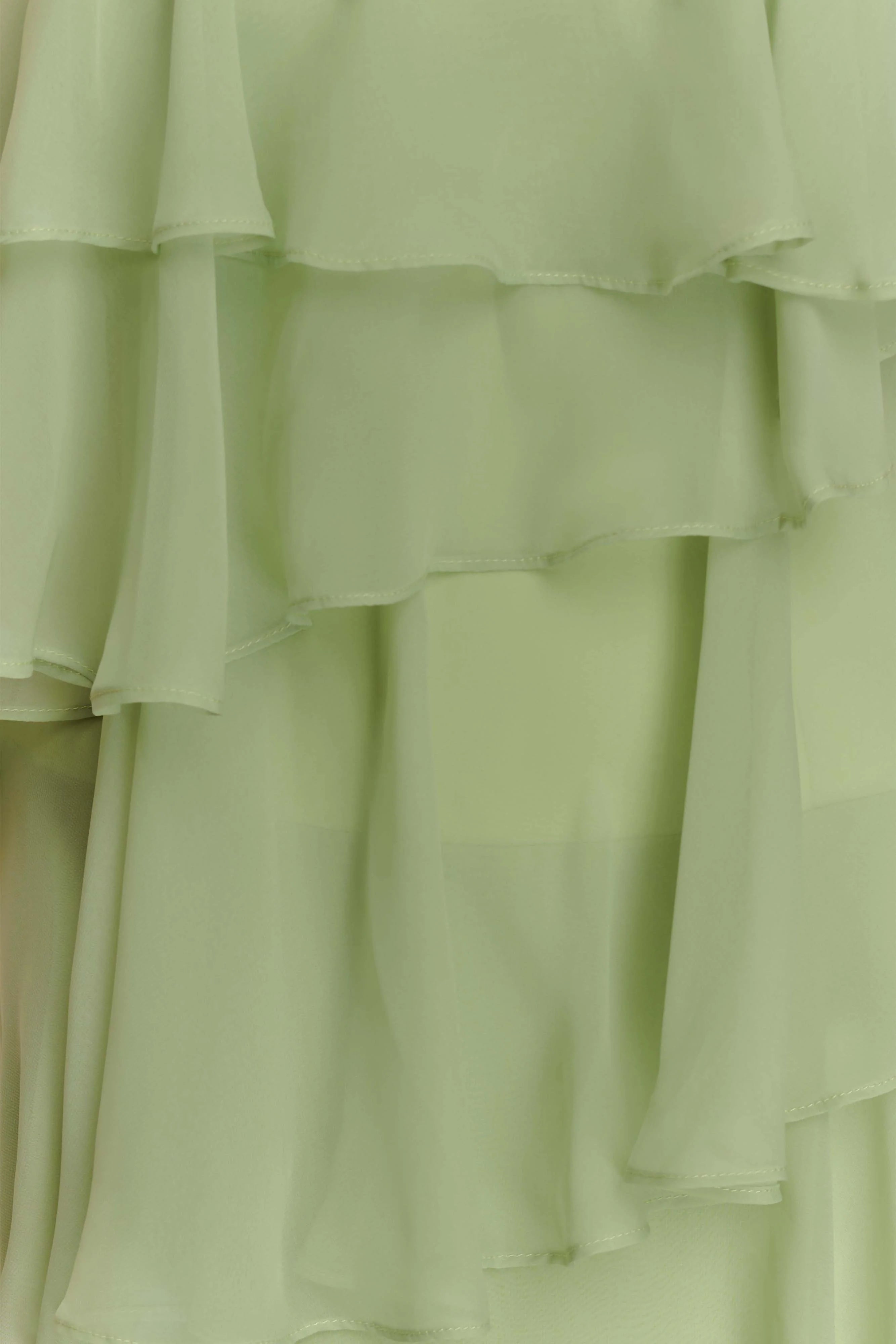 ER Alexa Ruffle Chiffon Maxi Dress - Pastel Lime