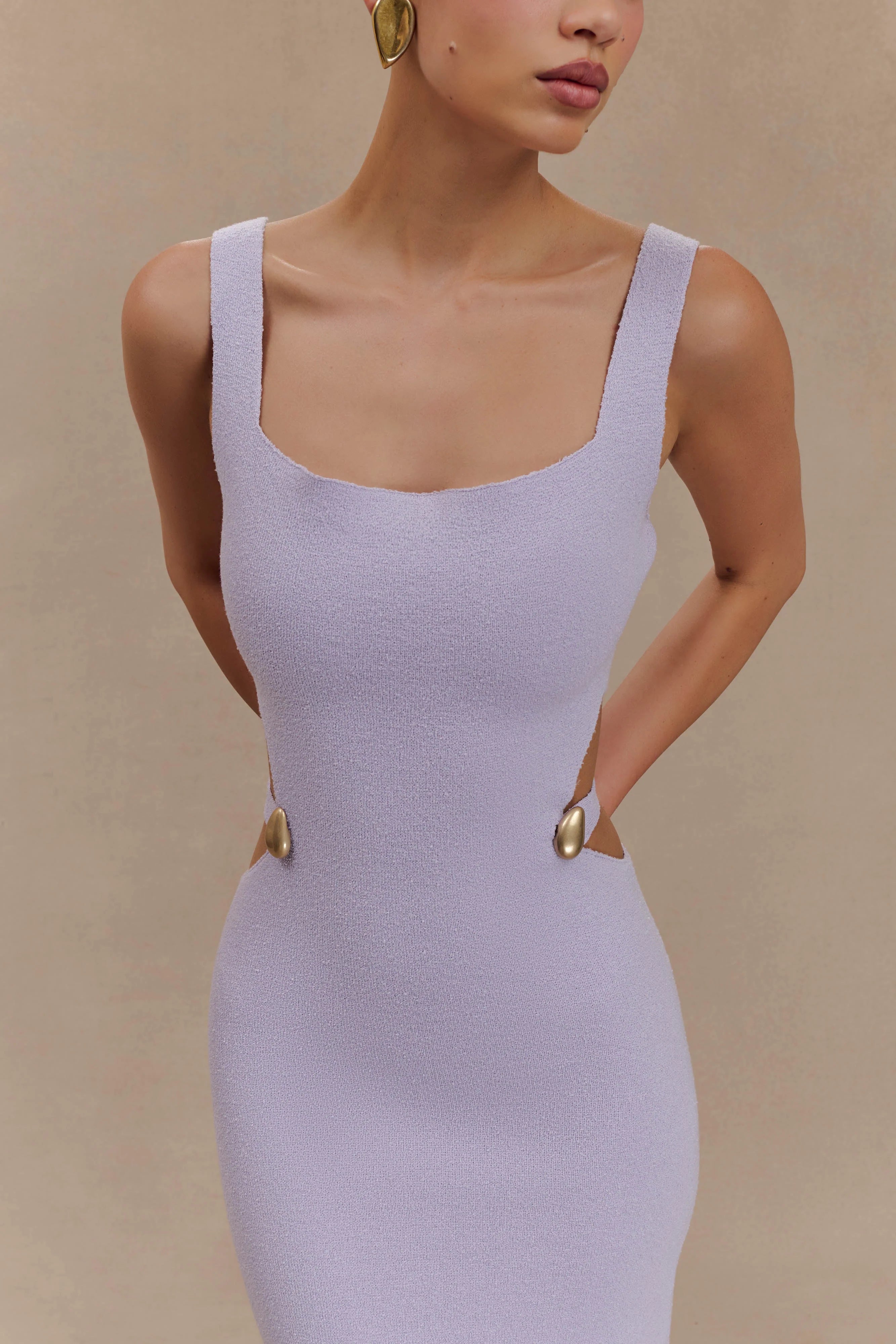 ER Alysanne Cut Out Knit Maxi Dress - Lilac