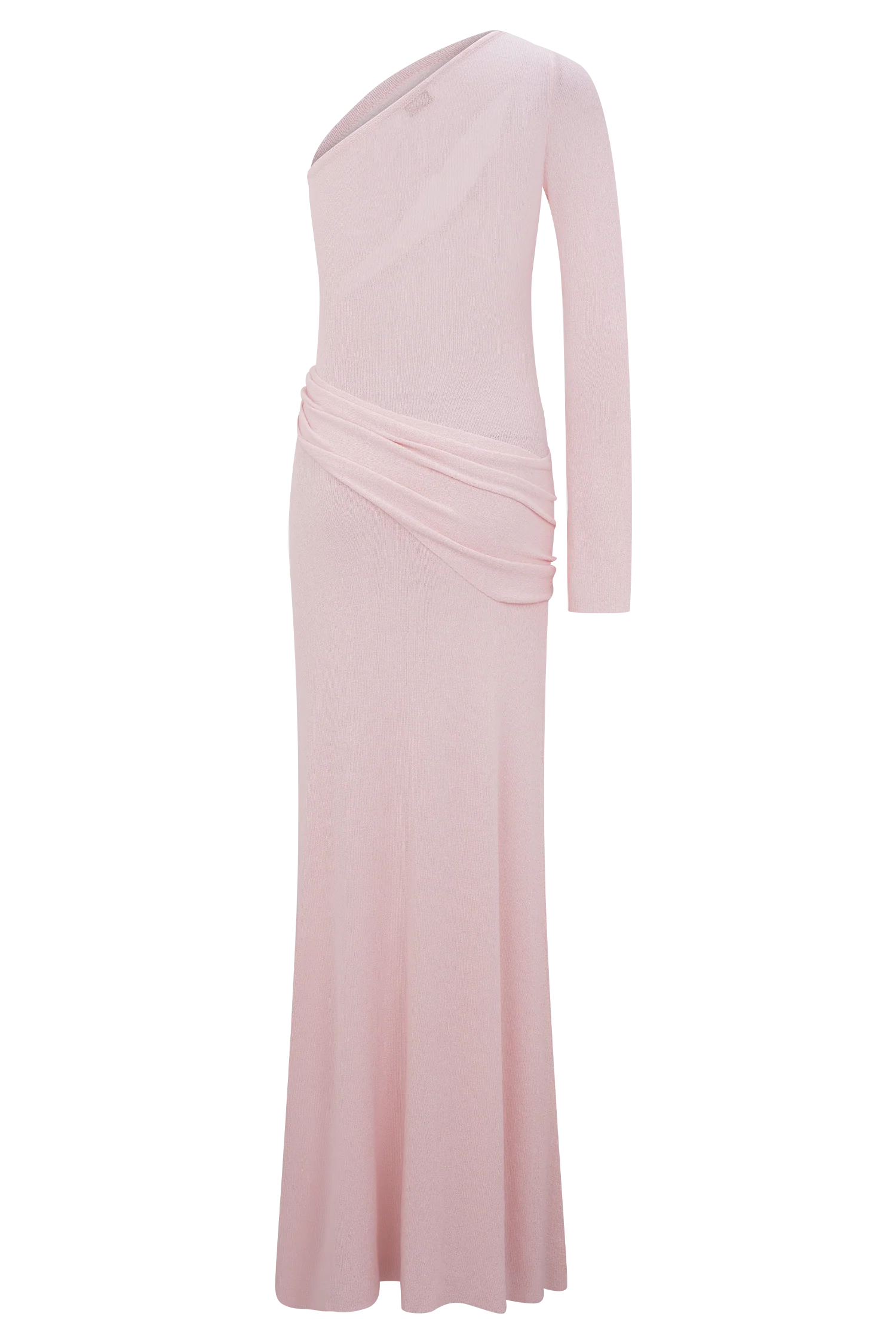 ER Alexius One Shoulder Knit Maxi Dress - Dusty Pink
