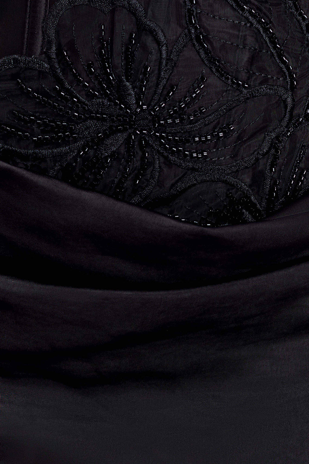 ER Asha Floral Mesh And Satin Maxi Dress - Black