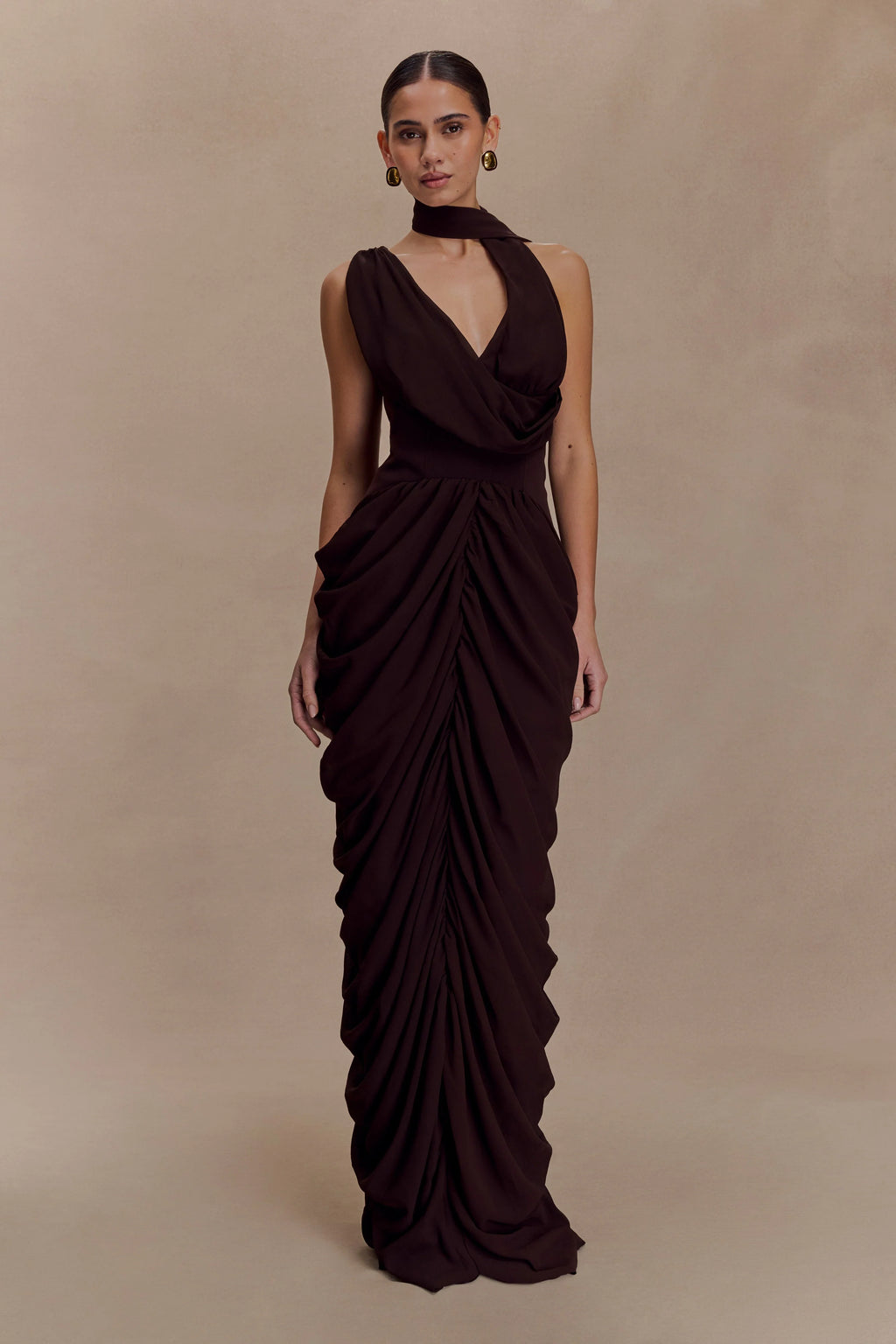 ER Alex Chiffon Maxi Dress - Cacao Brown