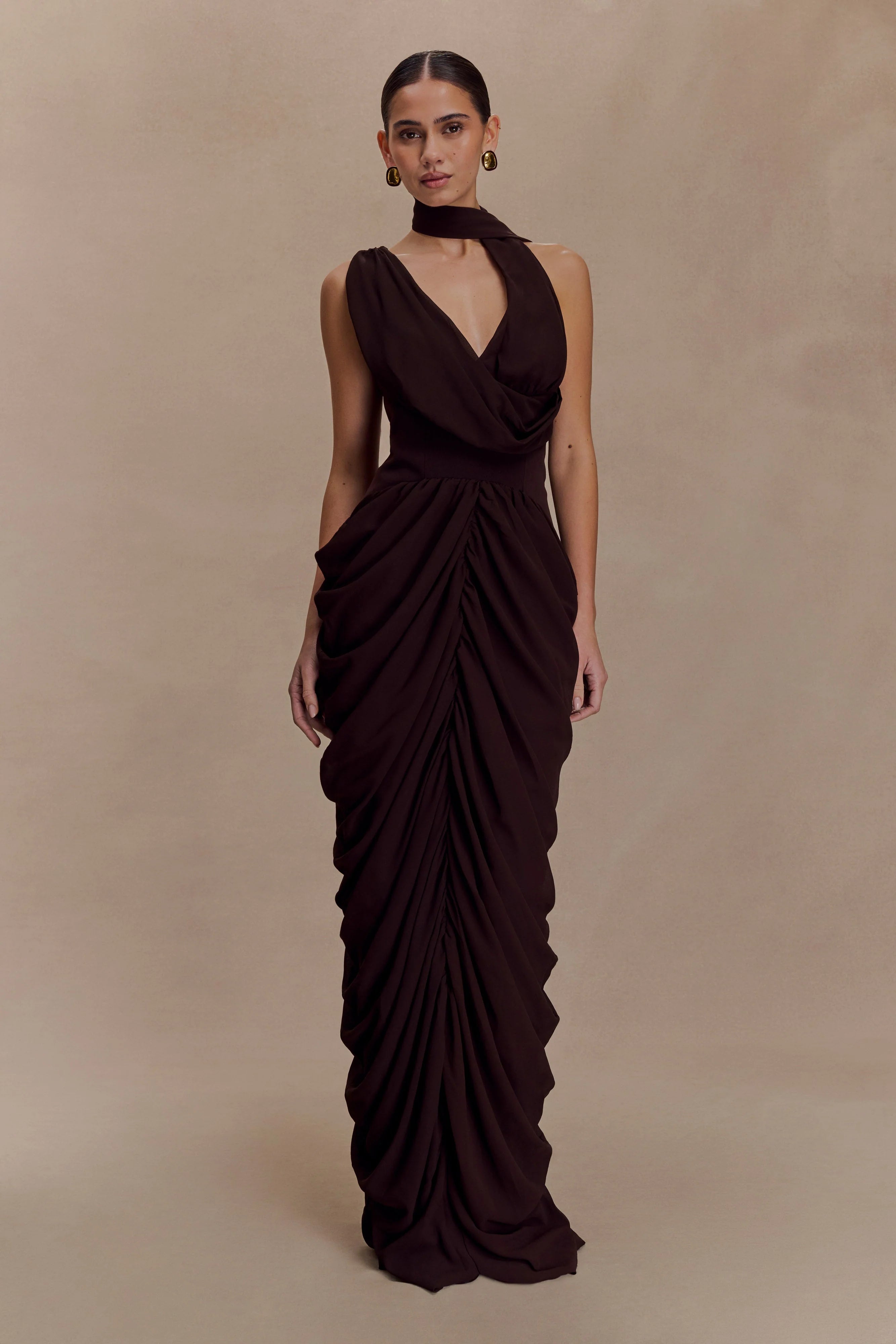 ER Alex Chiffon Maxi Dress - Cacao Brown