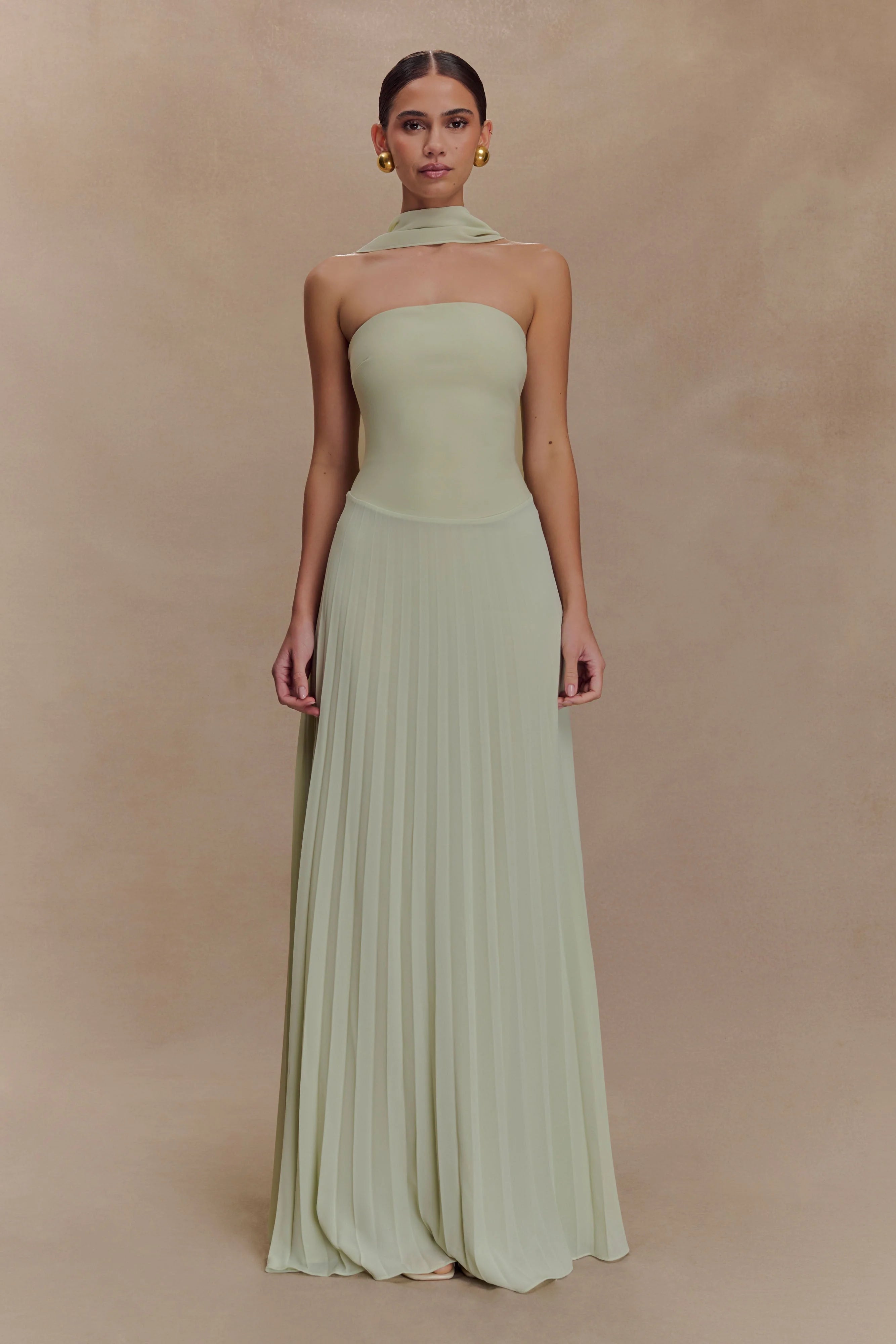ER Caira Chiffon Scarf Maxi Dress - Sage