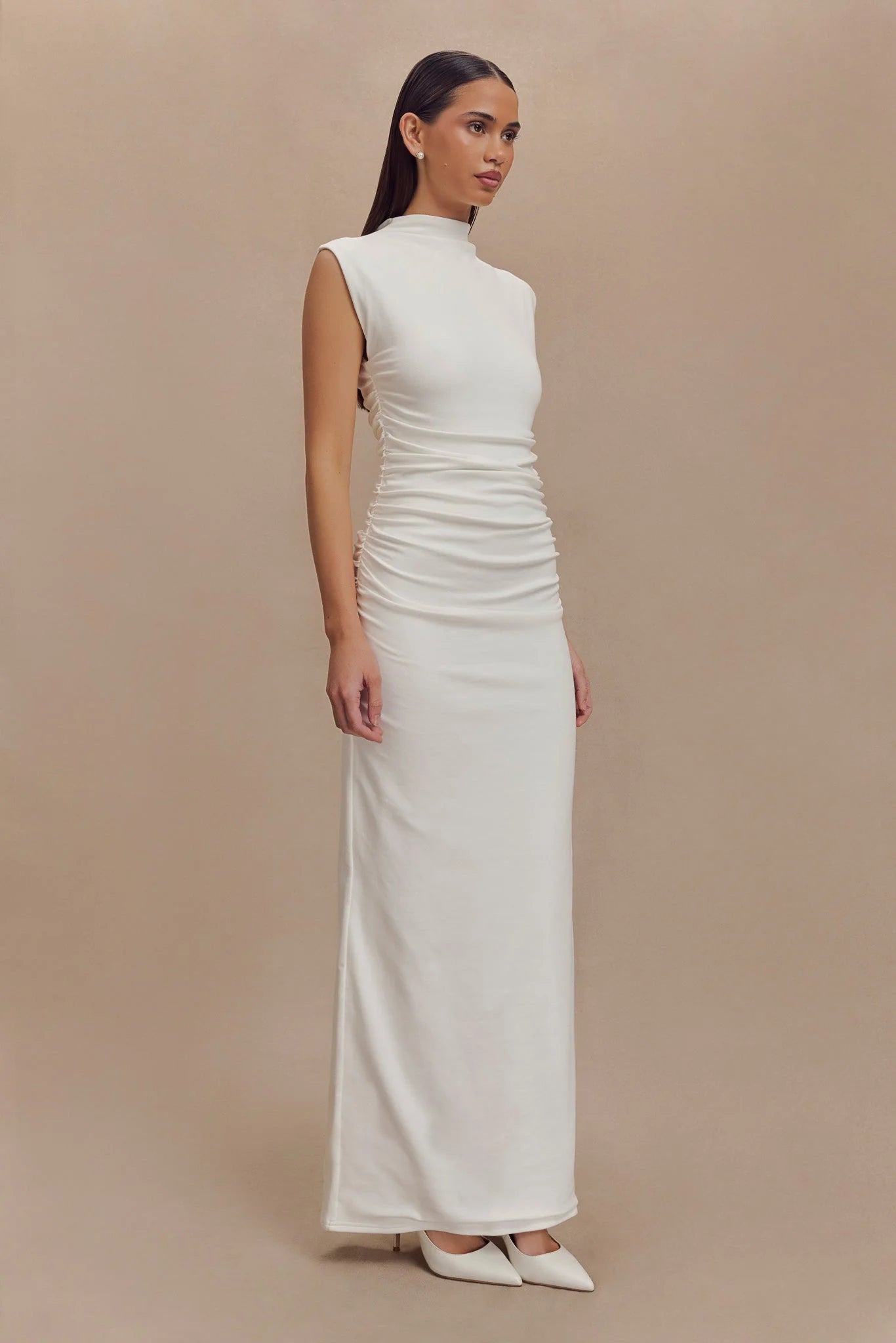 ER Elliot High Neck Sleeveless Maxi Dress - White