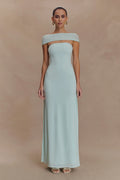 ER Aurora Slinky And Mesh Split Maxi Dress - Lagoon
