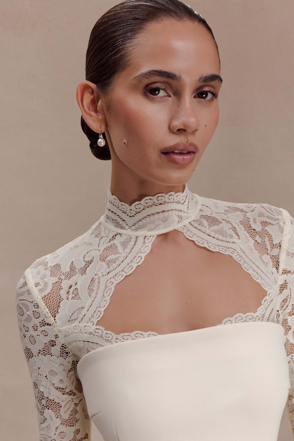 ER Aurelie Long Sleeve Lace Maxi Dress - Ivory