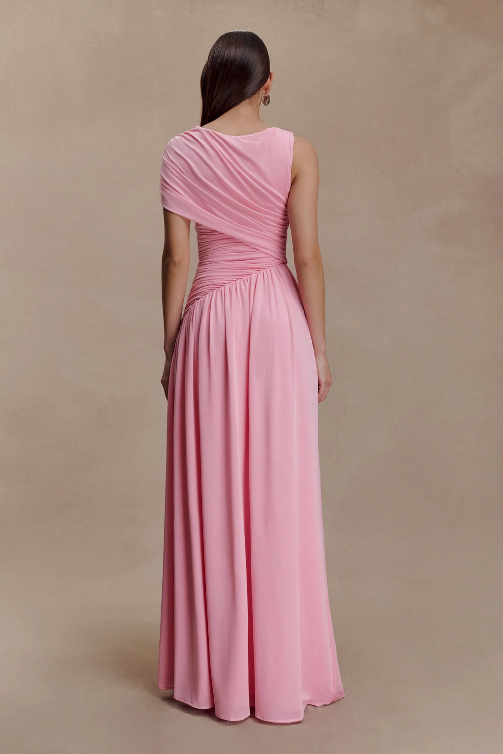 ER Ayeshya Slinky Asymmetric Maxi Dress - Candy Pink