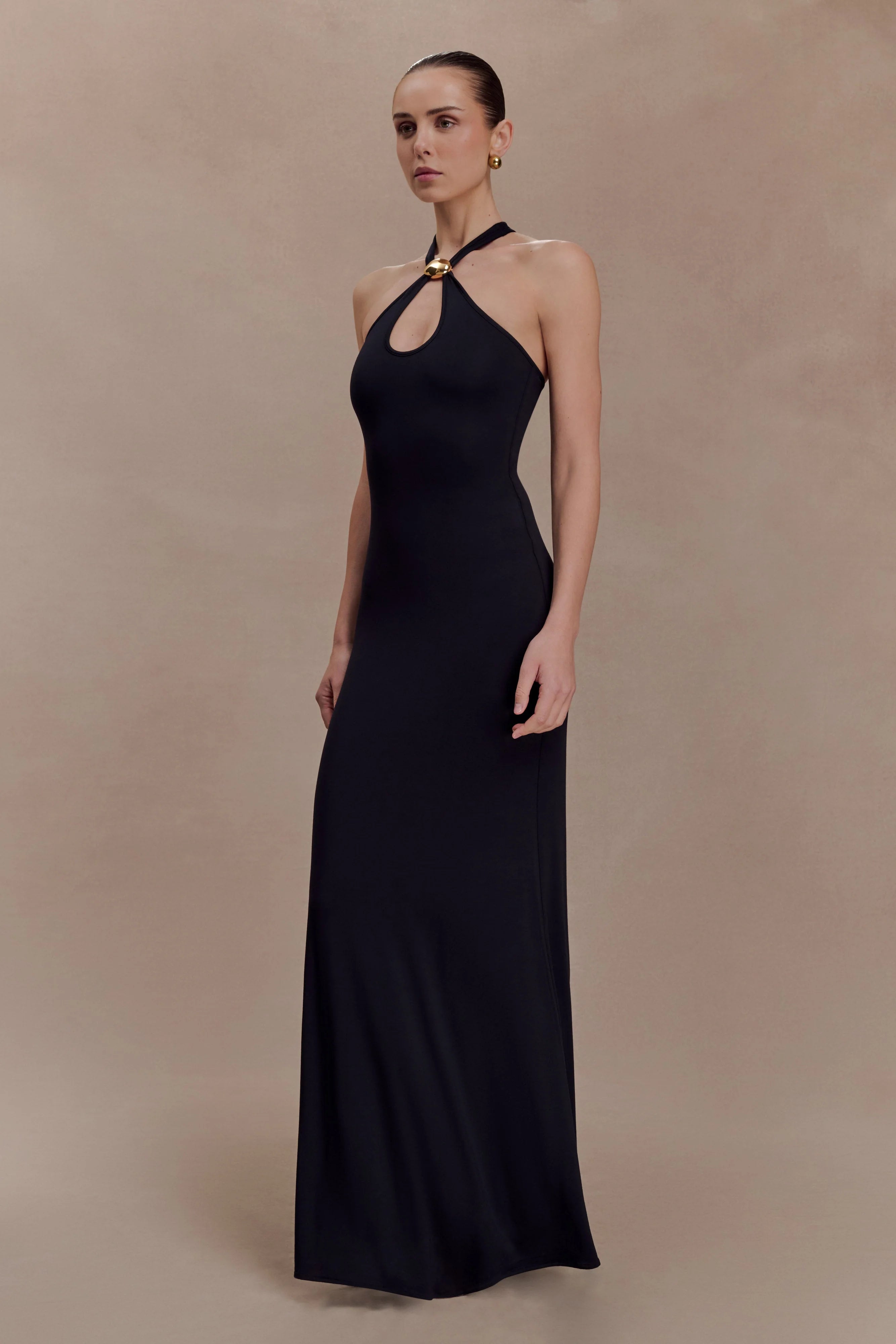 ER Ramona Modal Maxi Dress With Hardware - Black