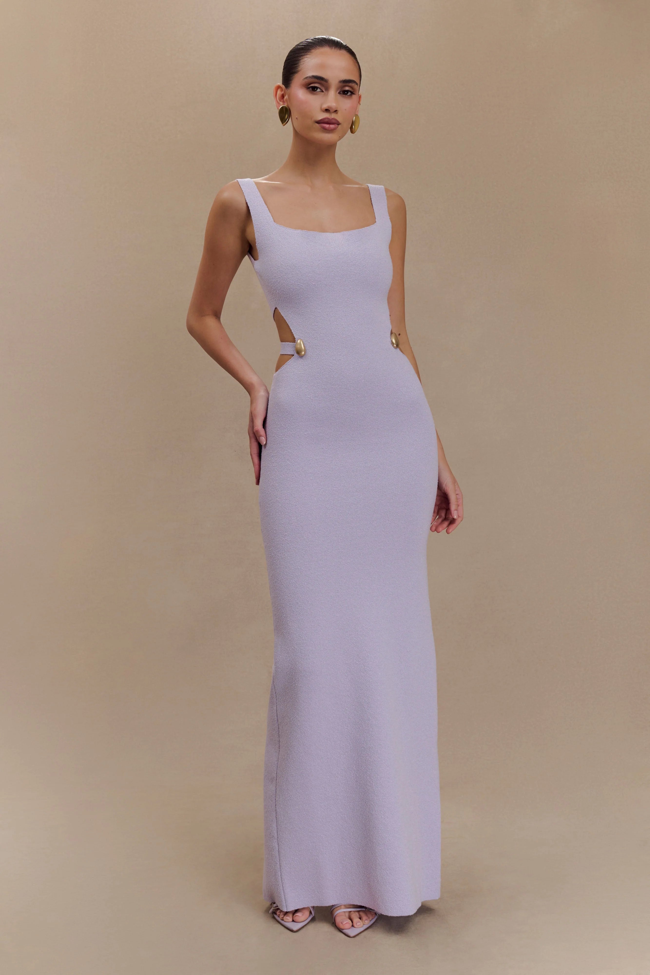 ER Alysanne Cut Out Knit Maxi Dress - Lilac