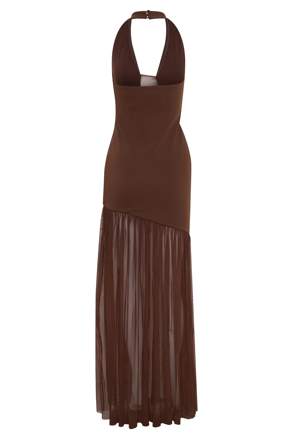 ER Aubree Crepe And Mesh Maxi Dress - Chocolate/Mocha