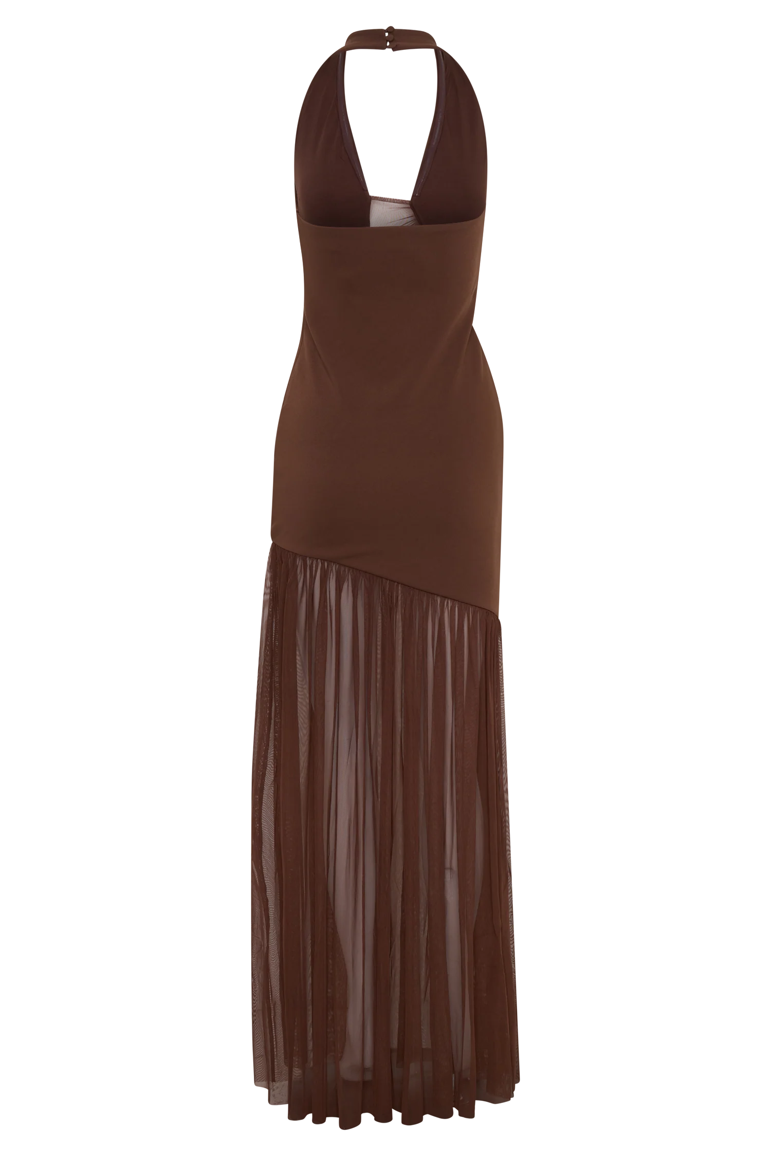 ER Aubree Crepe And Mesh Maxi Dress - Chocolate/Mocha