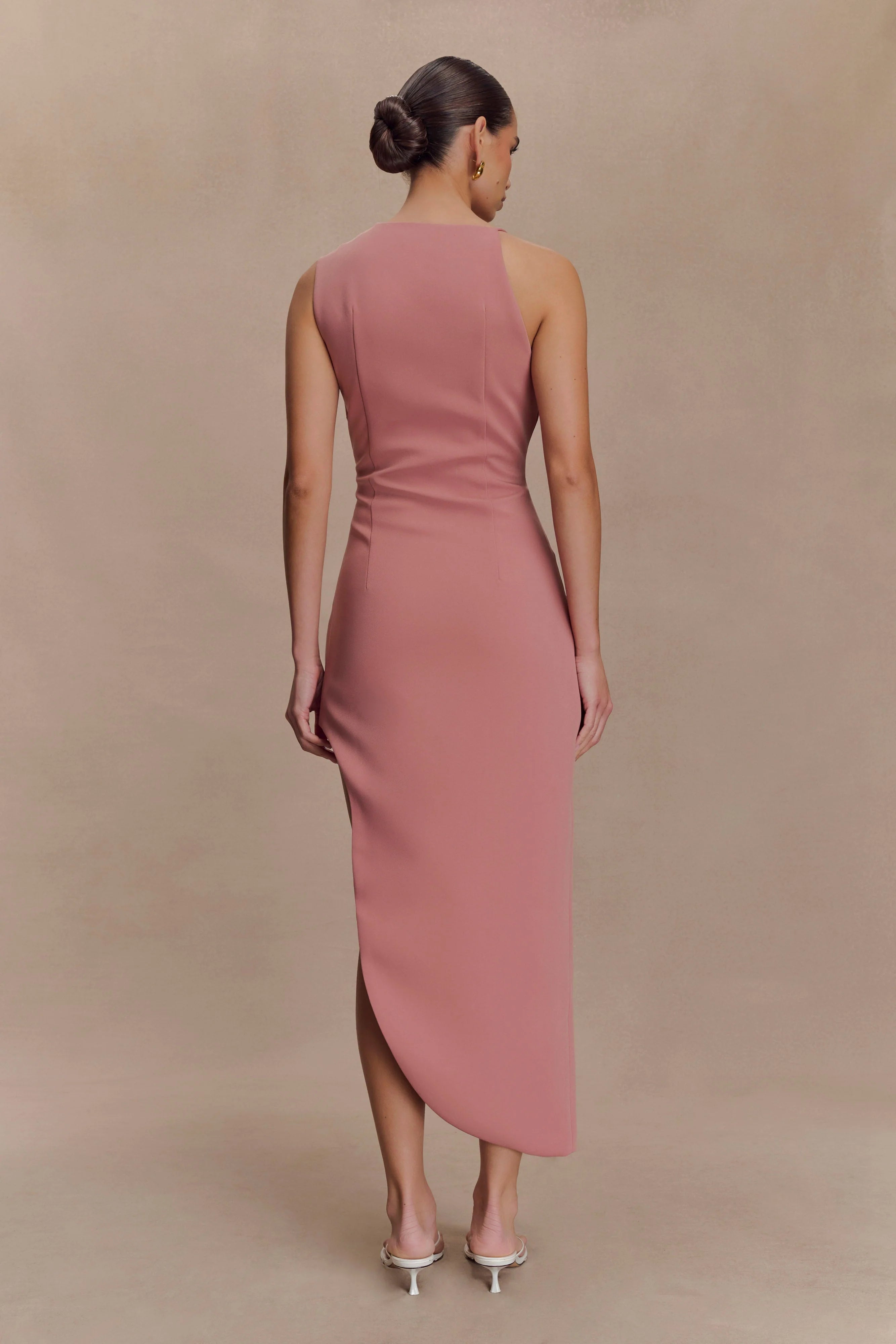 ER Virginia Suiting Embroidered Midi Dress - Burnt Rose