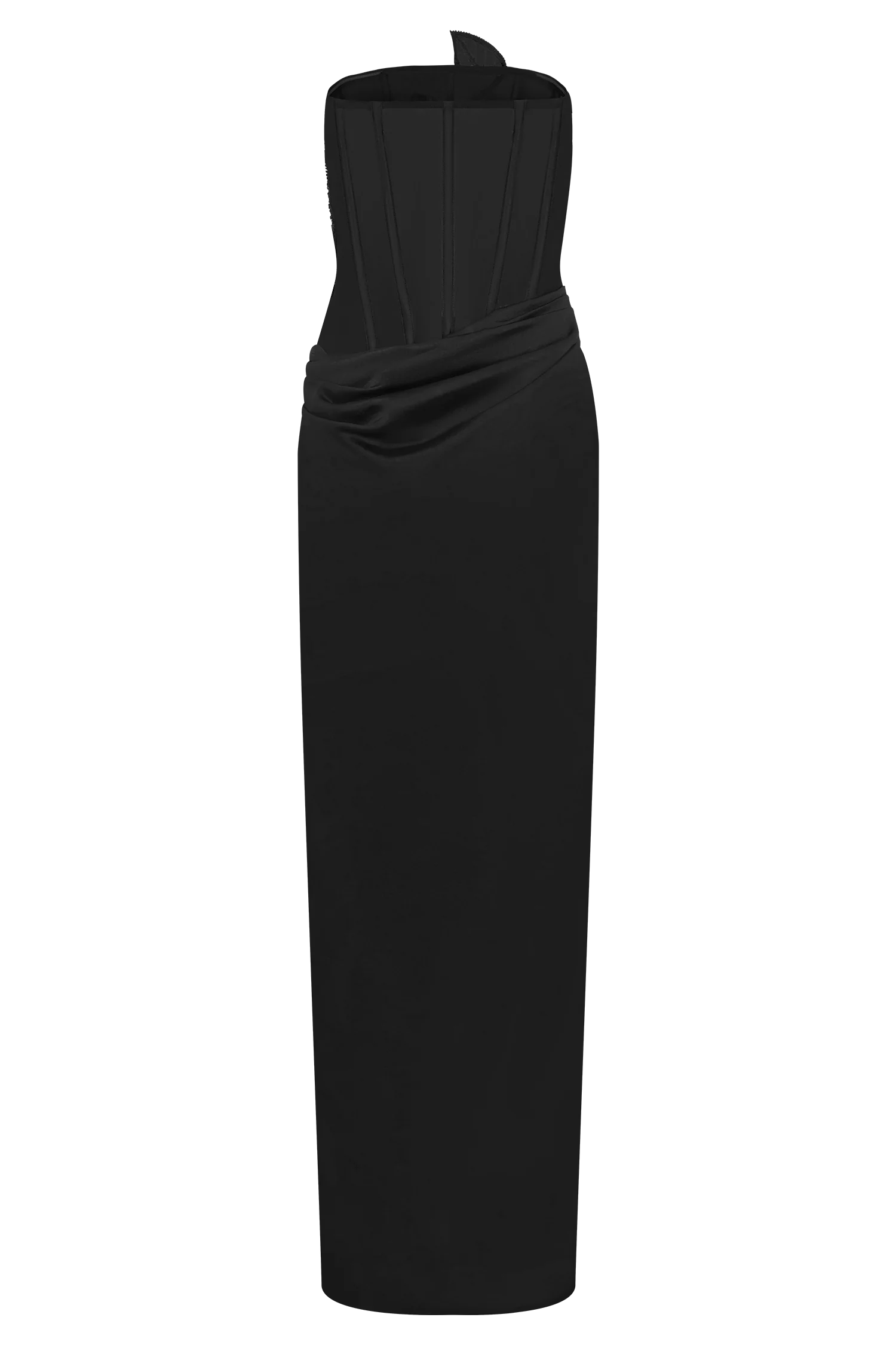 ER Asha Floral Mesh And Satin Maxi Dress - Black