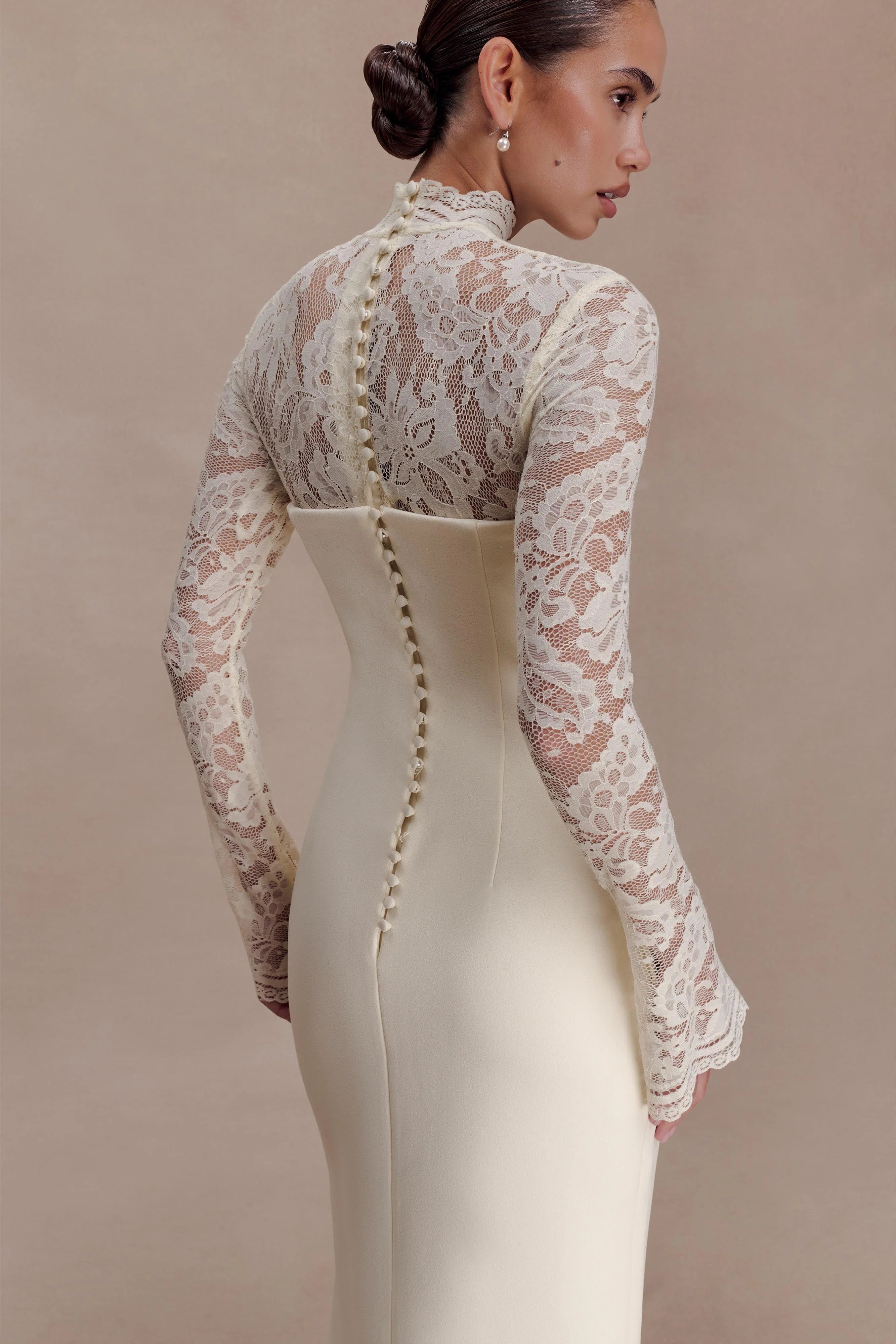 ER Aurelie Long Sleeve Lace Maxi Dress - Ivory