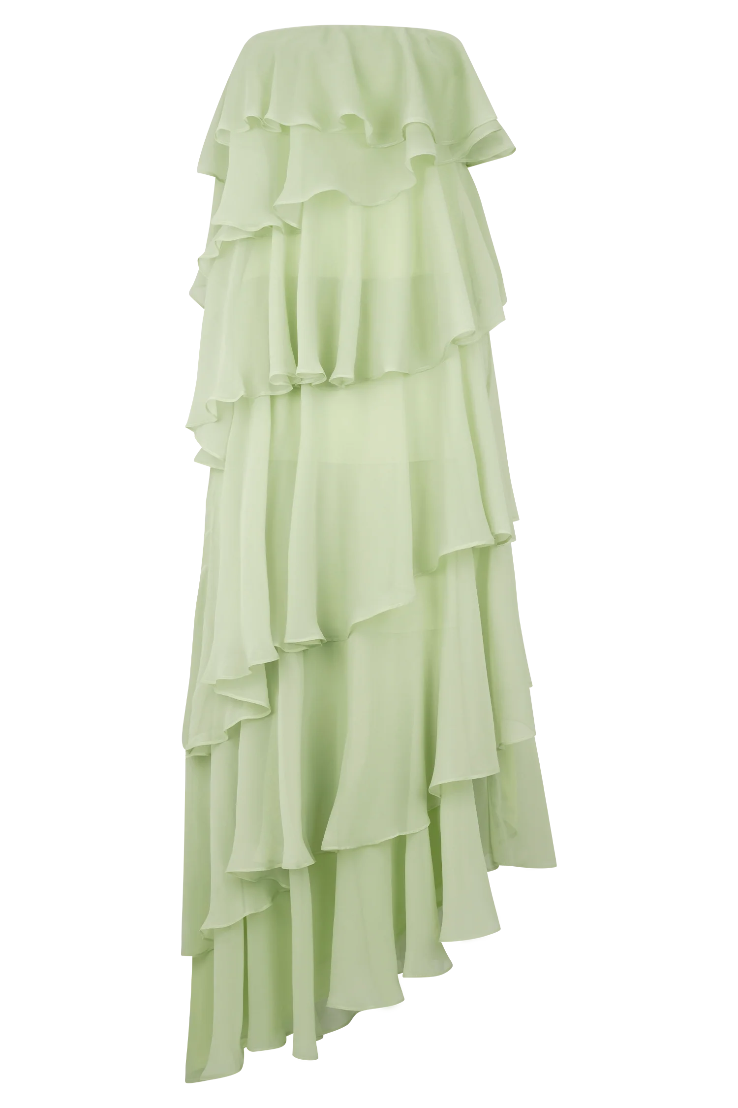 ER Alexa Ruffle Chiffon Maxi Dress - Pastel Lime