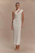 ER Anastasia One Shoulder Modal Midi Dress - Ivory