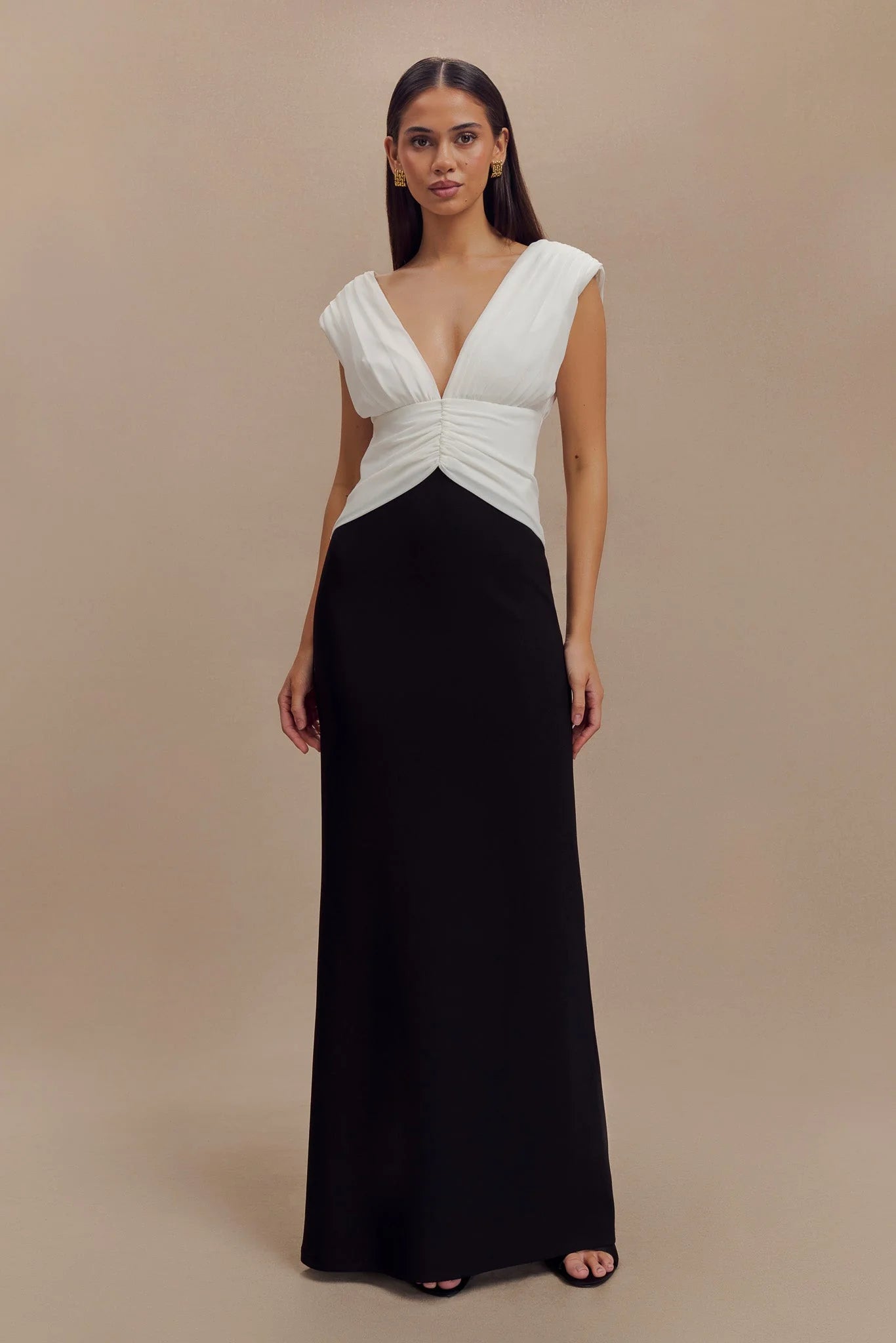 ER Monique Contrast Maxi Dress - Black