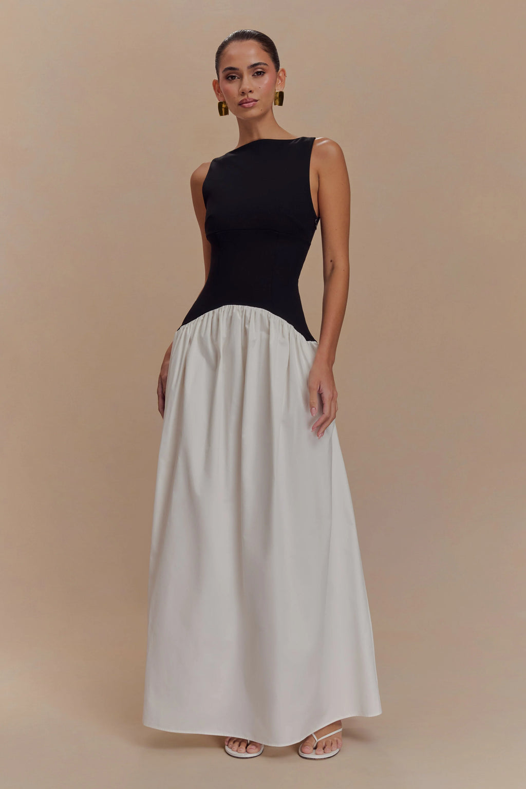 ER Acacia Contrast Sleeveless Maxi Dress - Black/White