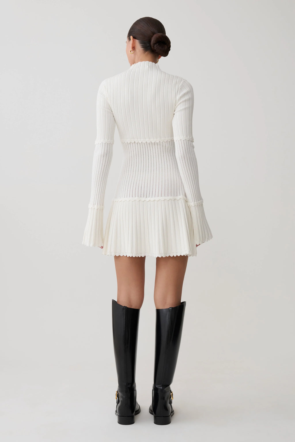 ER Adena Pointelle Knit Mini Dress - Ivory