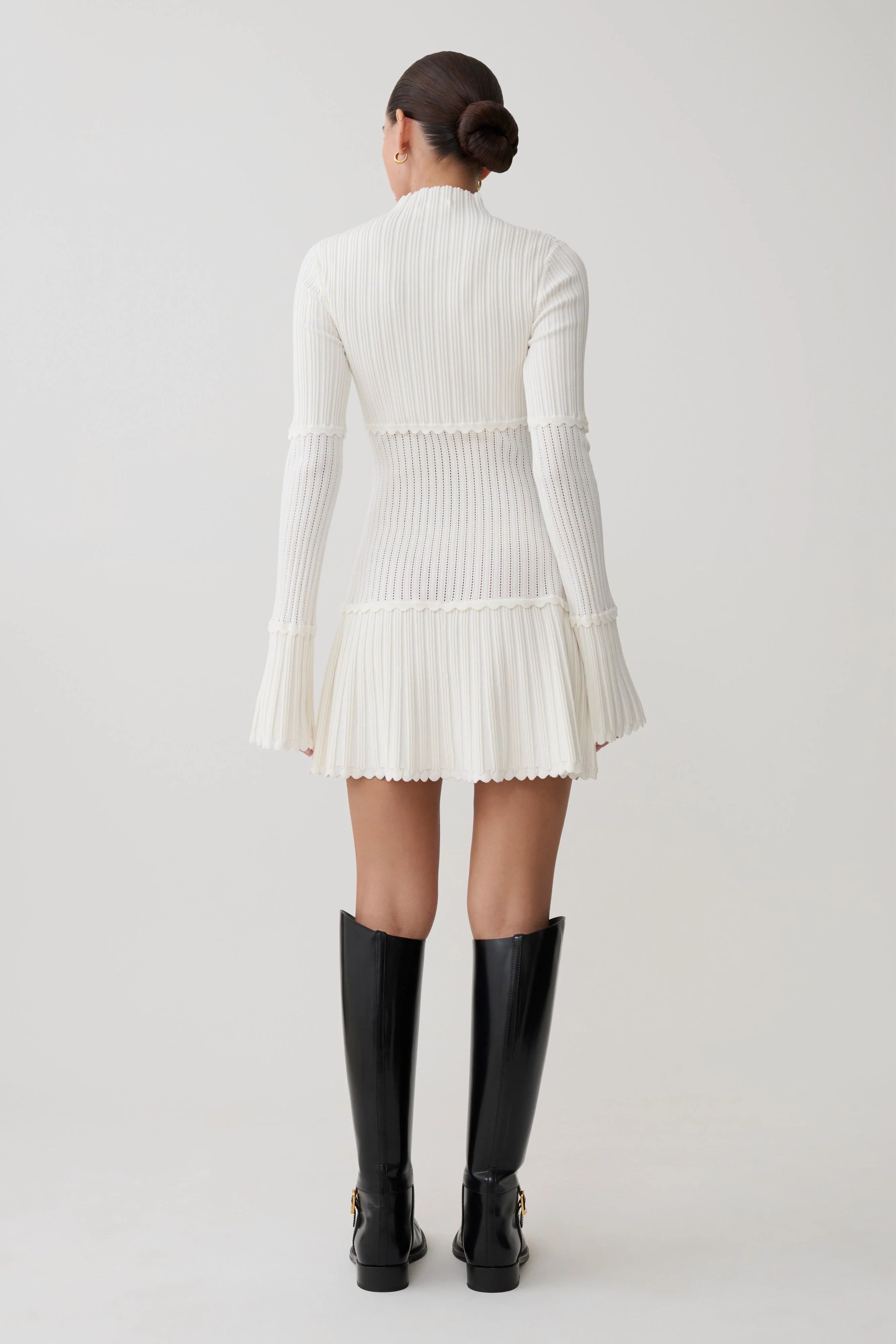 ER Adena Pointelle Knit Mini Dress - Ivory