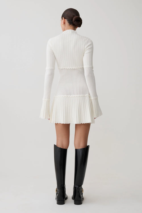 ER Adena Pointelle Knit Mini Dress - Ivory