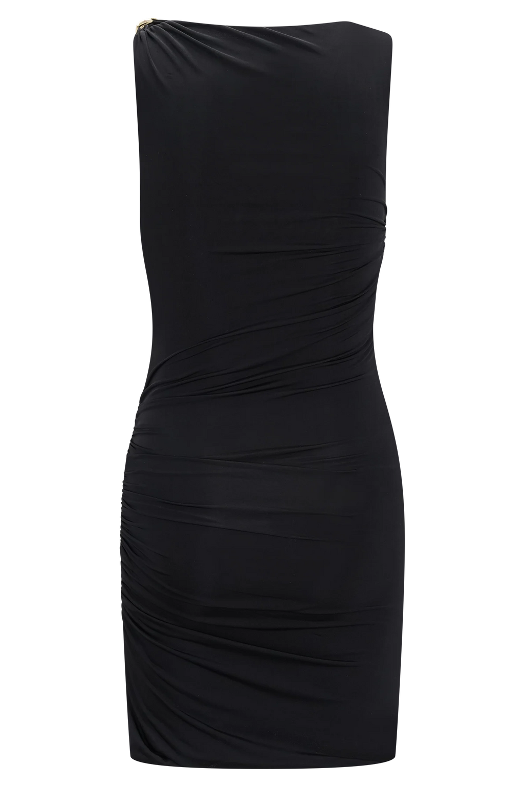 ER Amia Slinky Sleeveless Mini Dress With Hardware - Black