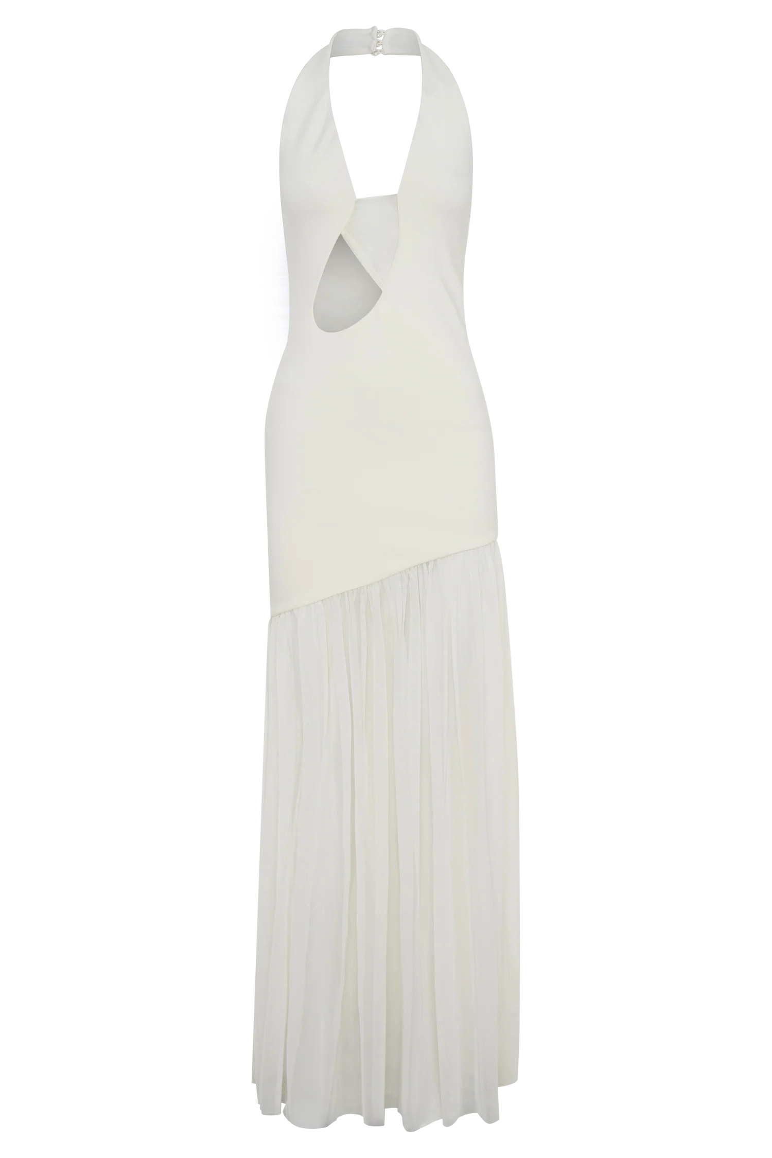 ER Aubree Crepe And Mesh Maxi Dress - Ivory
